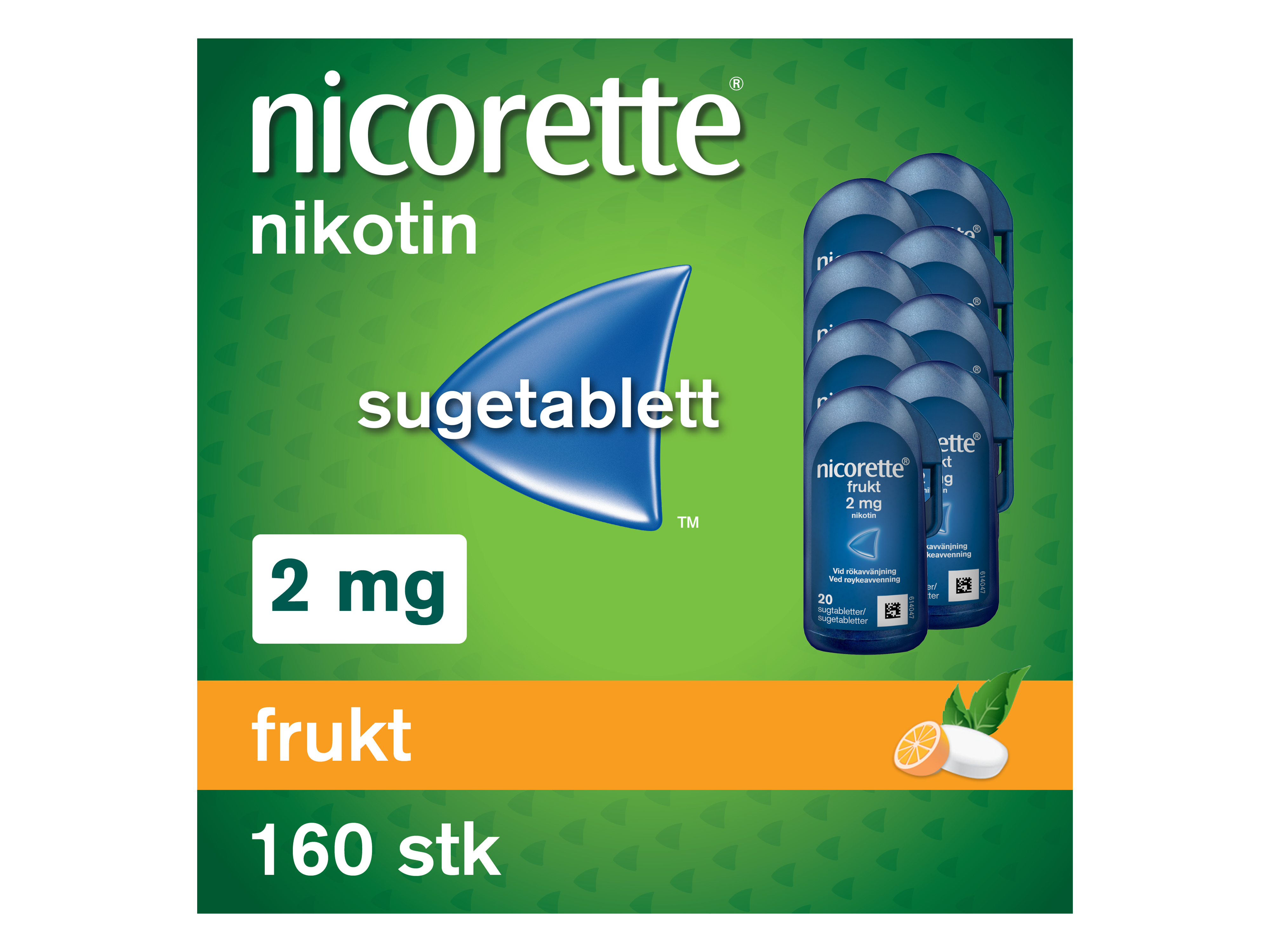Nicorette 2 mg sugetabletter, Frukt, 160 stk.