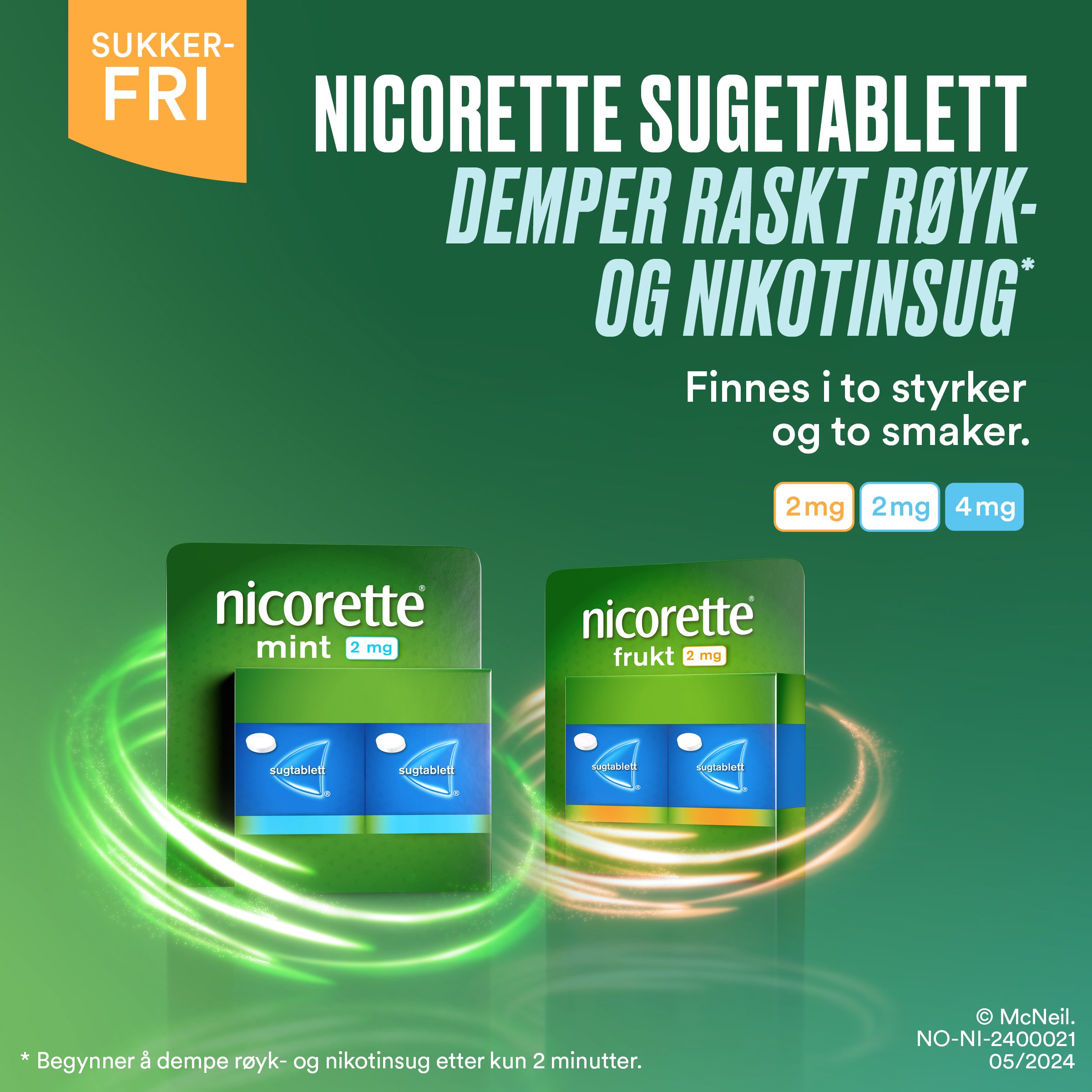 Nicorette 2 mg sugetabletter, Mint, 160 stk.