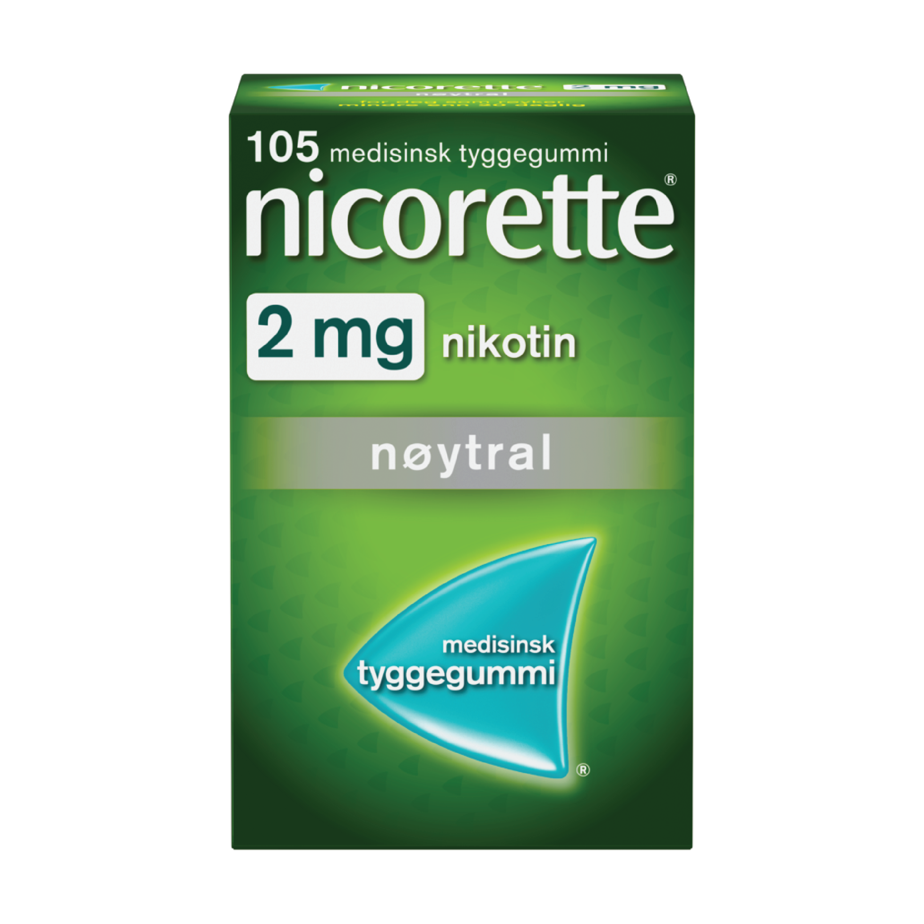 Nicorette 2 mg tyggegummi, Nøytral smak, 105 stk.