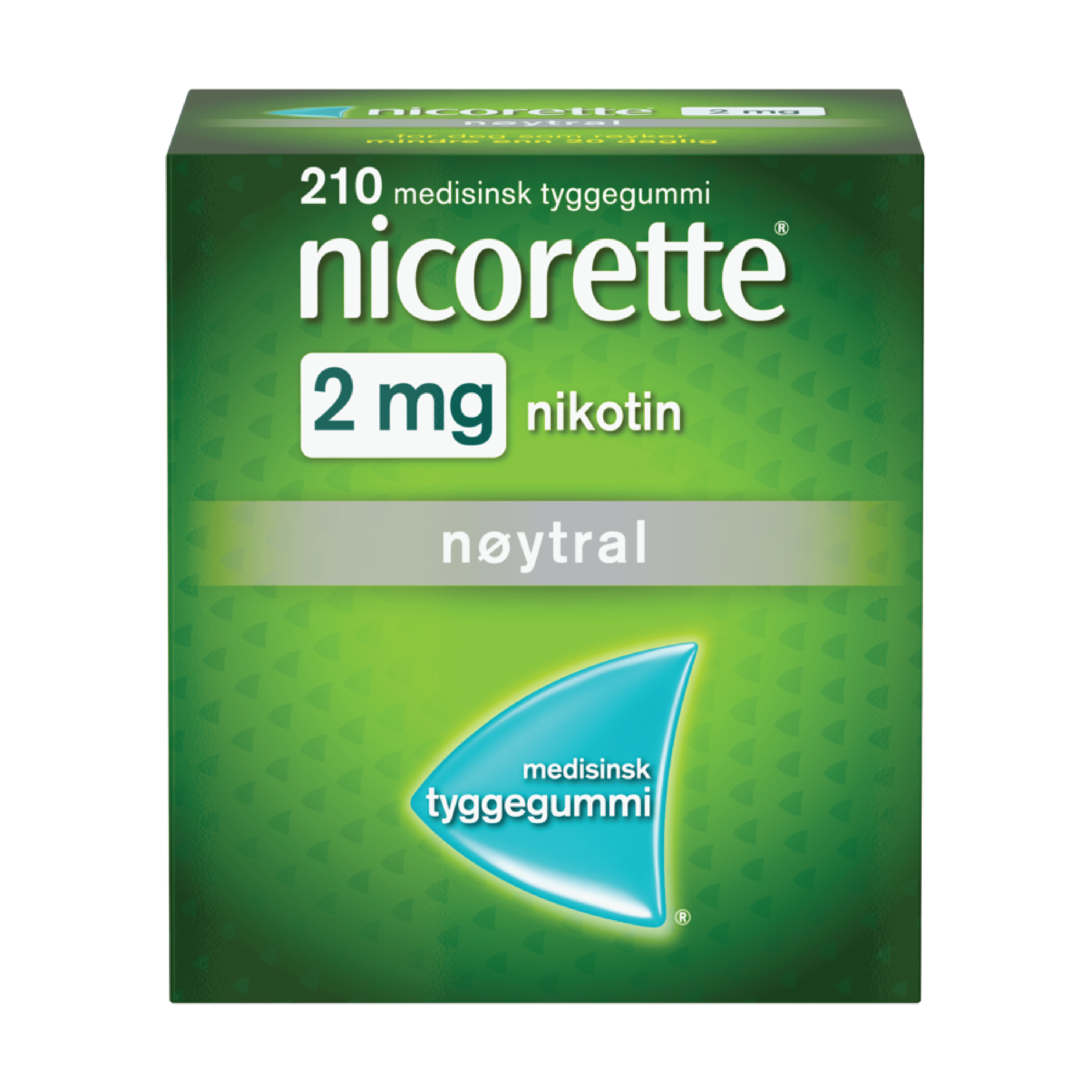 Nicorette 2 mg tyggegummi, Nøytral smak, 210 stk.