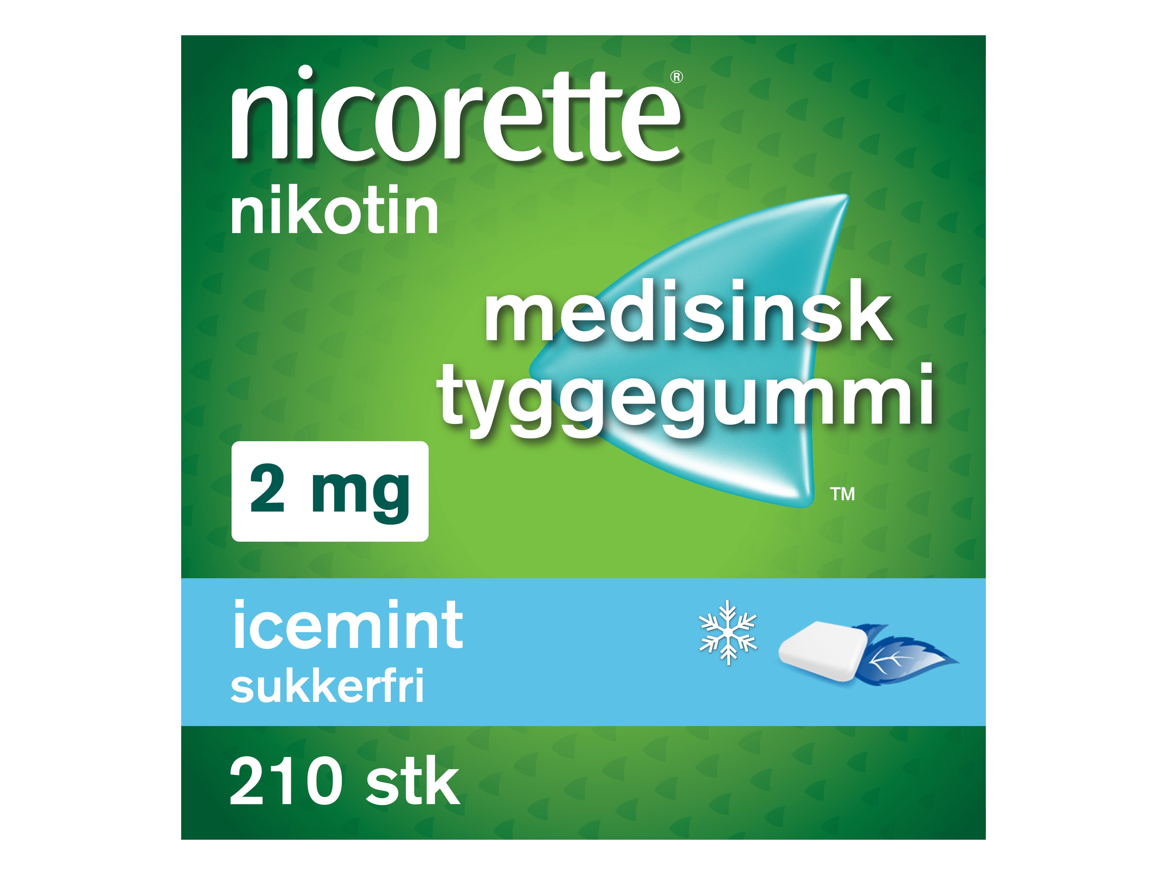 Nicorette 2 mg tyggegummi, Icemint, 210 stk.