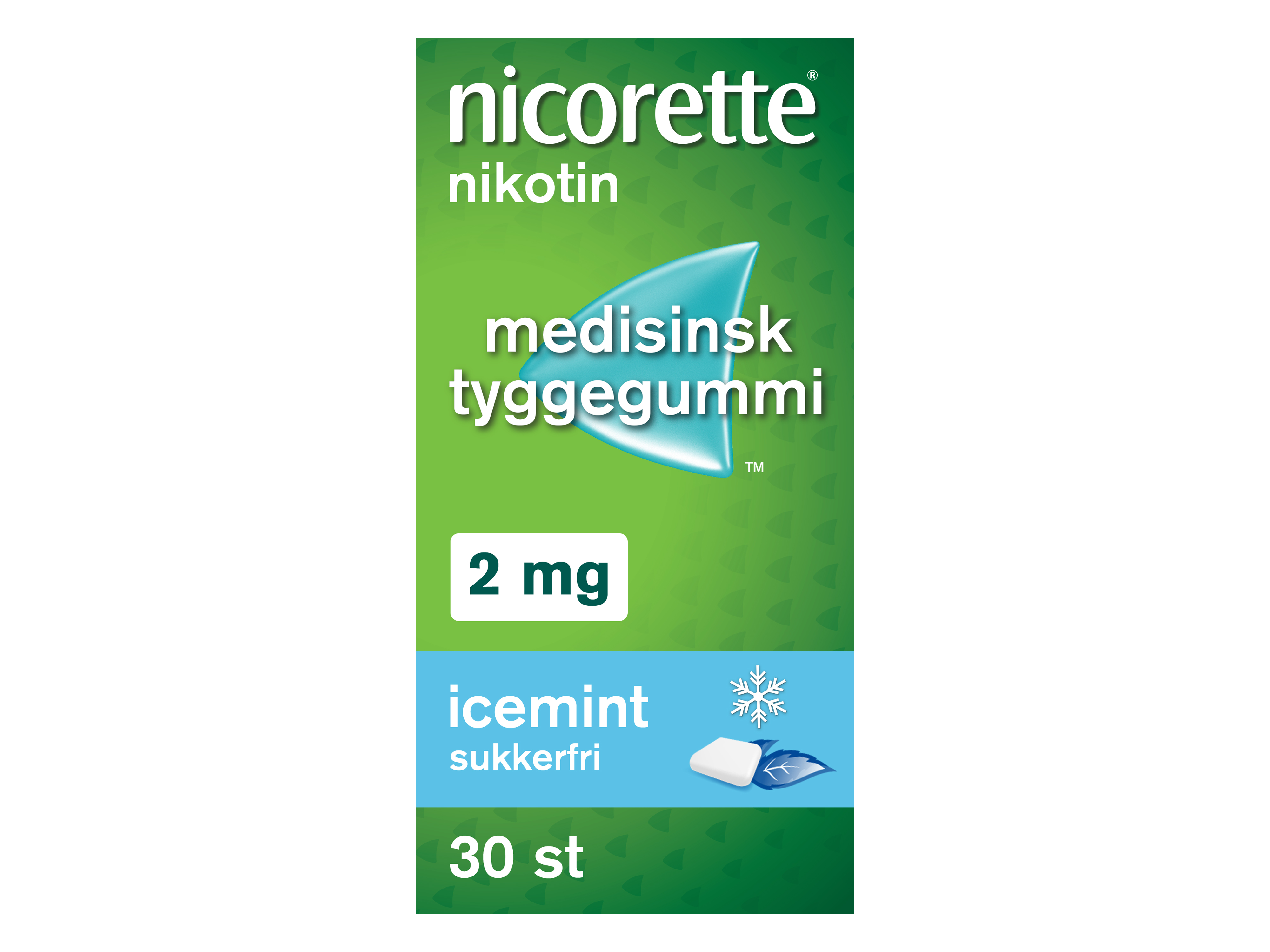 Nicorette Tyggegummi, 2 mg nikotin, Icemint 30 stk., Slutte å røyke