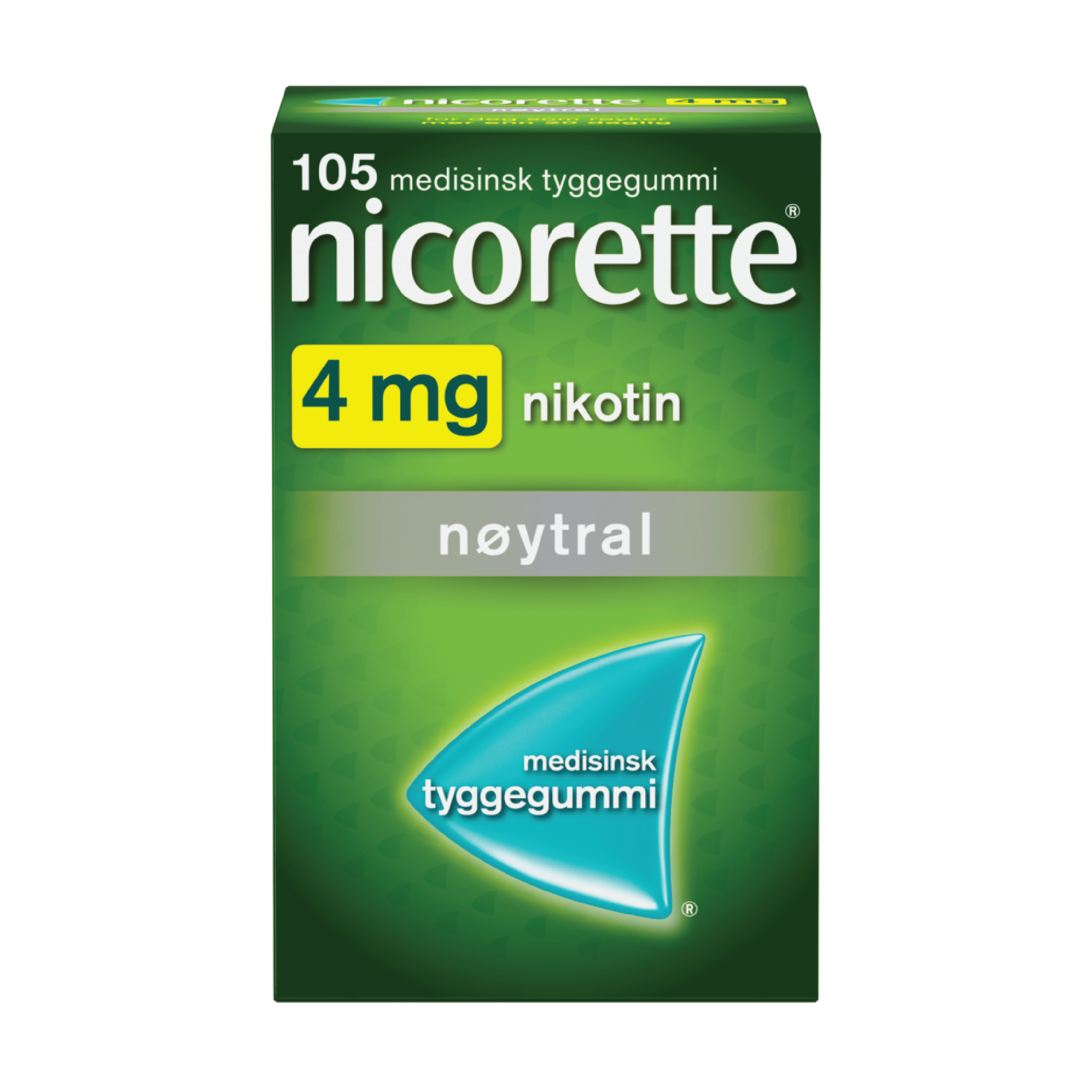 Nicorette 4 mg tyggegummi, Nøytral smak, 105 stk.