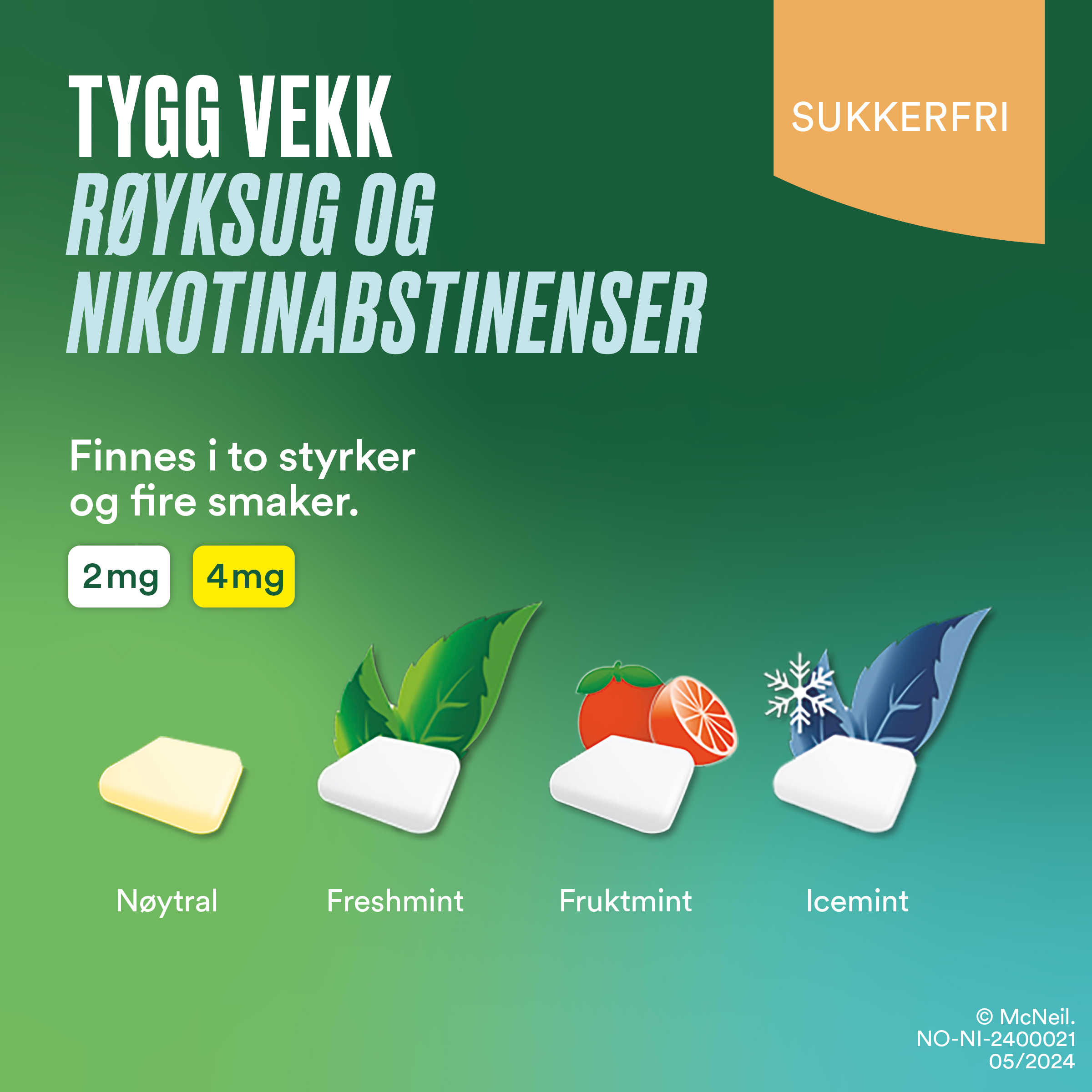 Nicorette 2 mg tyggegummi, Icemint, 30 stk.