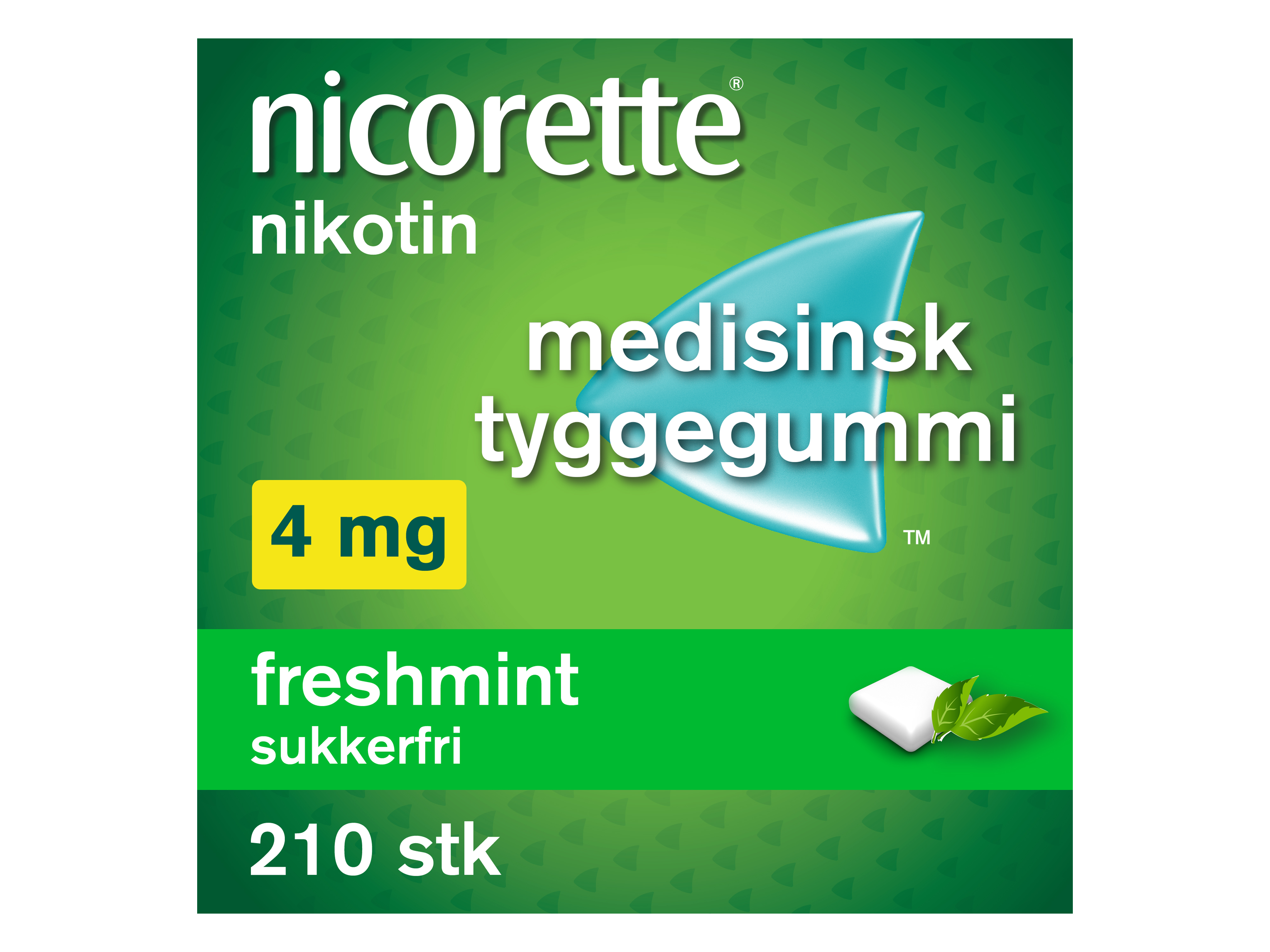 Nicorette Tyggegummi, 4 mg nikotin, Freshmint 210 stk., Slutte å røyke
