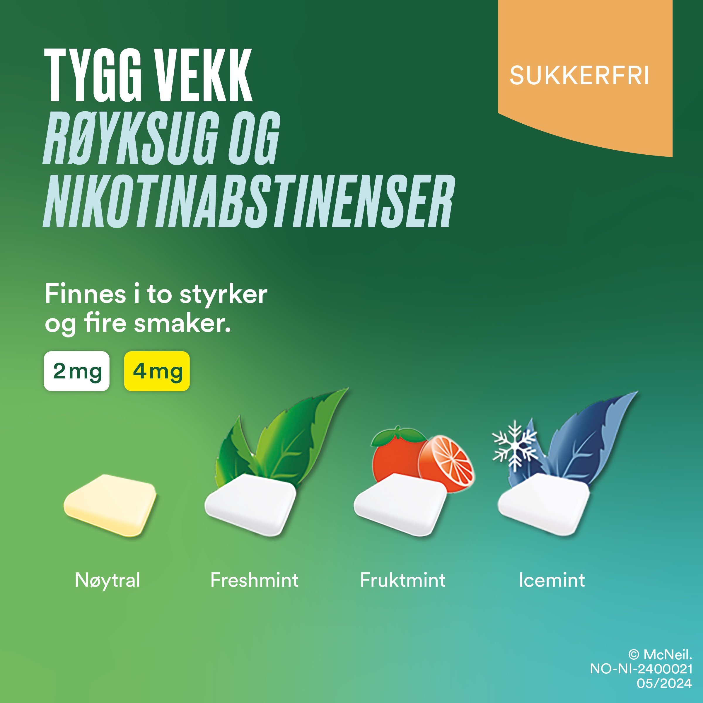 Nicorette 2 mg tyggegummi, Nøytral, 210 stk.