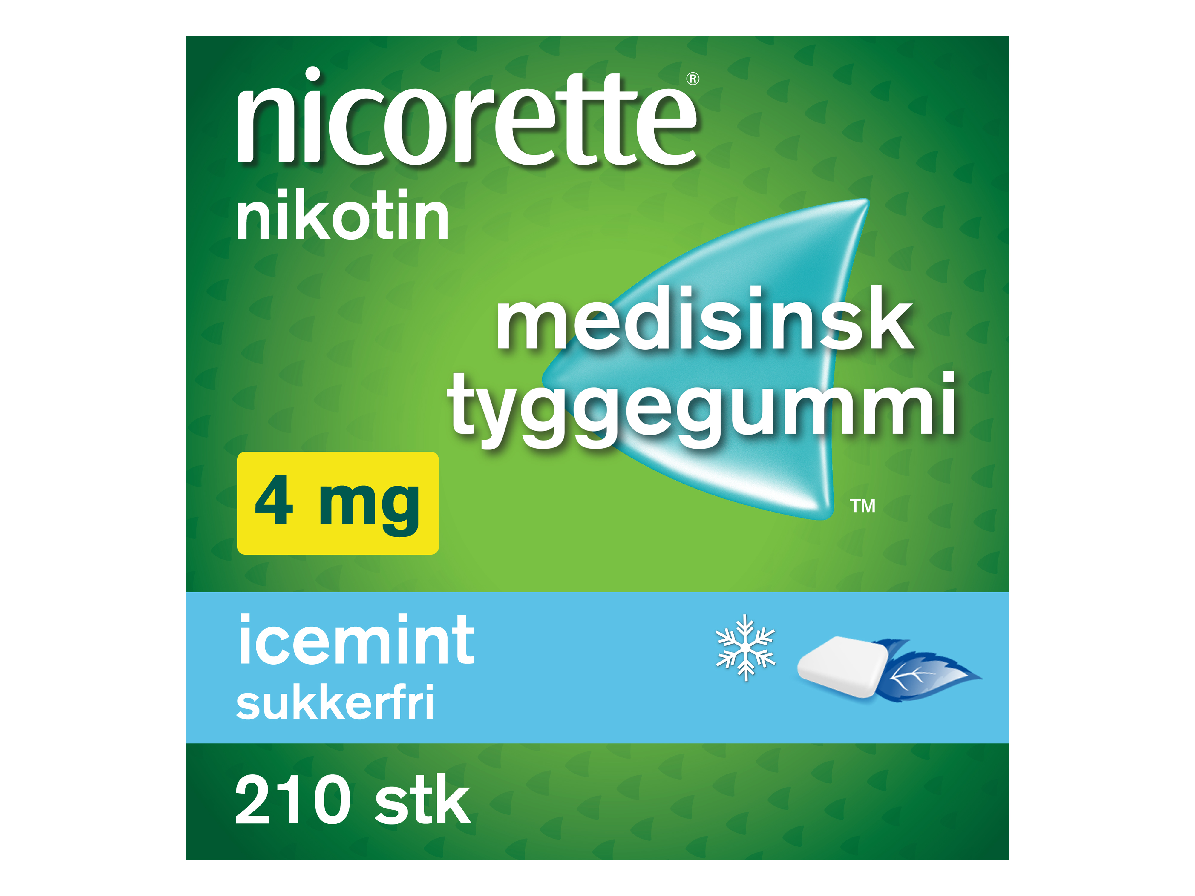 Nicorette Tyggegummi, 4 mg nikotin, Icemint 210 stk., Slutte å røyke