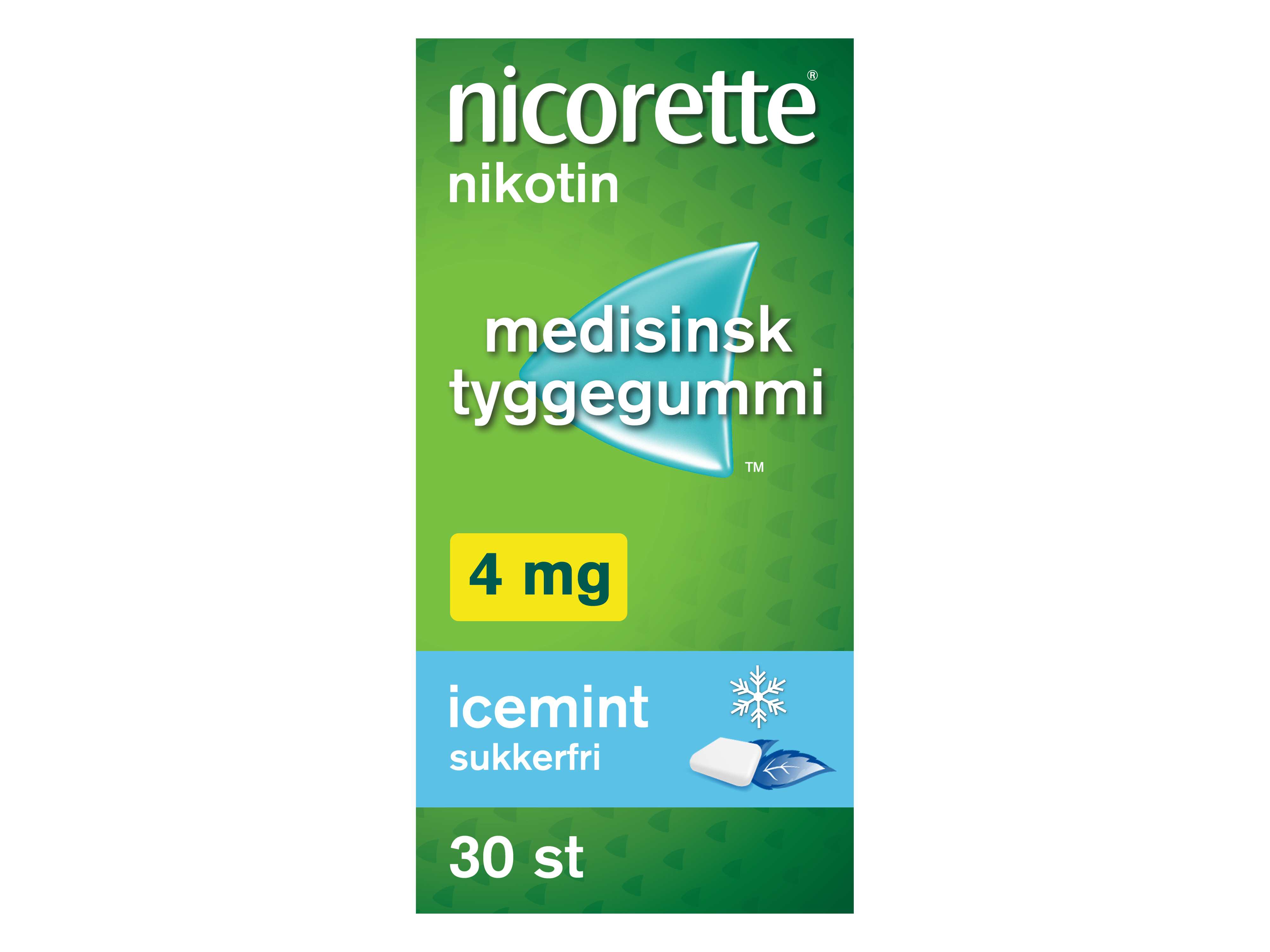 Nicorette Tyggegummi, 4 mg nikotin, Icemint 30 stk., Slutte å røyke