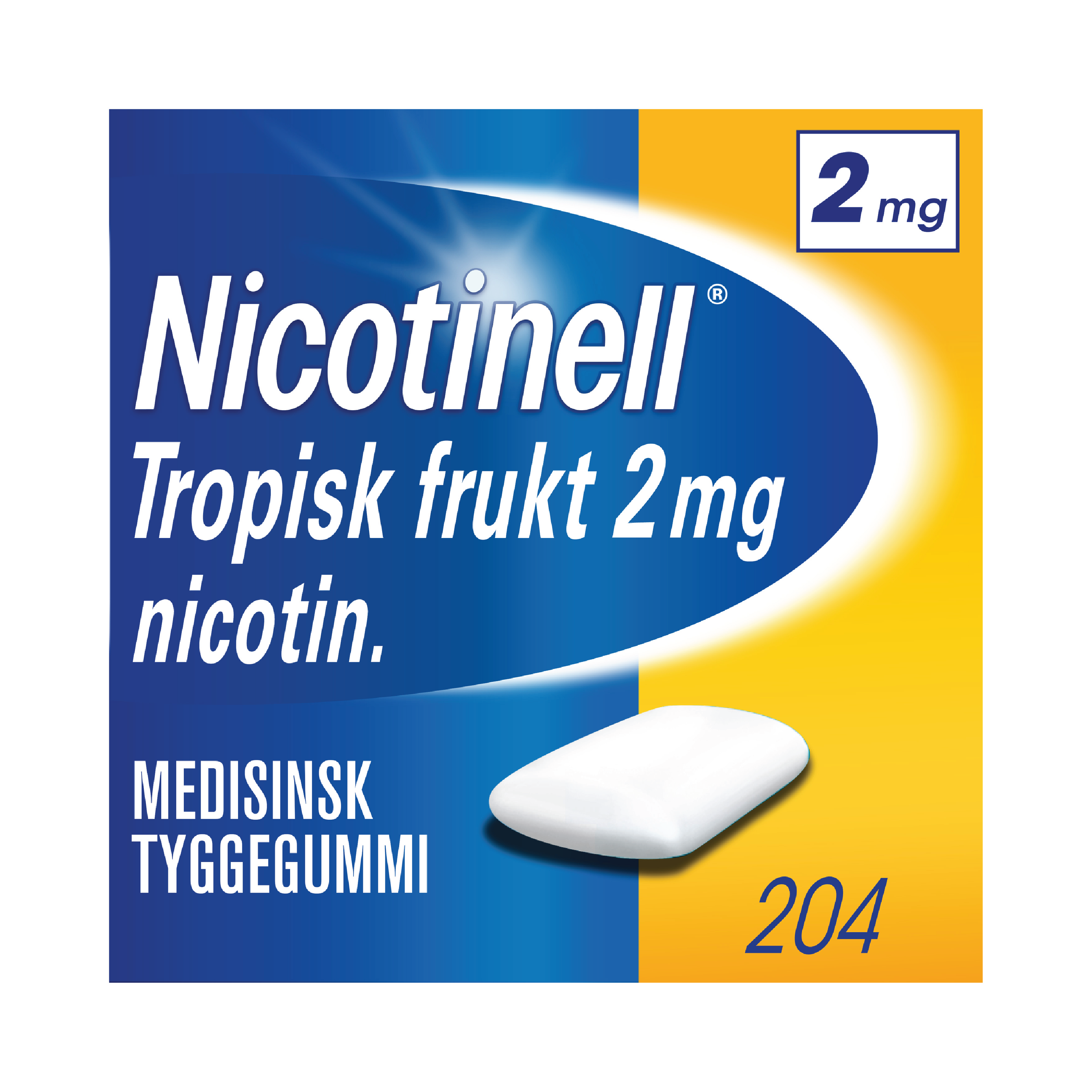 Nicotinell Tyggegummi 2mg tropsik frukt, 204 stk.