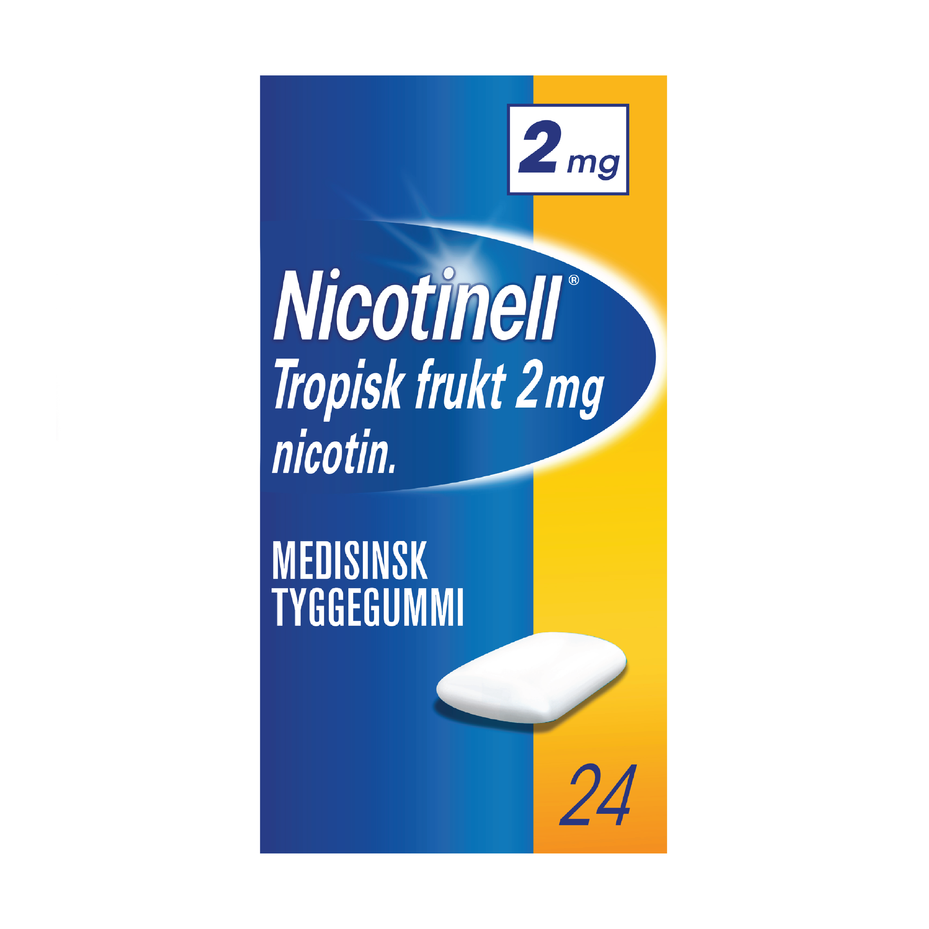 Nicotinell Tyggegummi 2mg tropisk frukt, 24 stk.