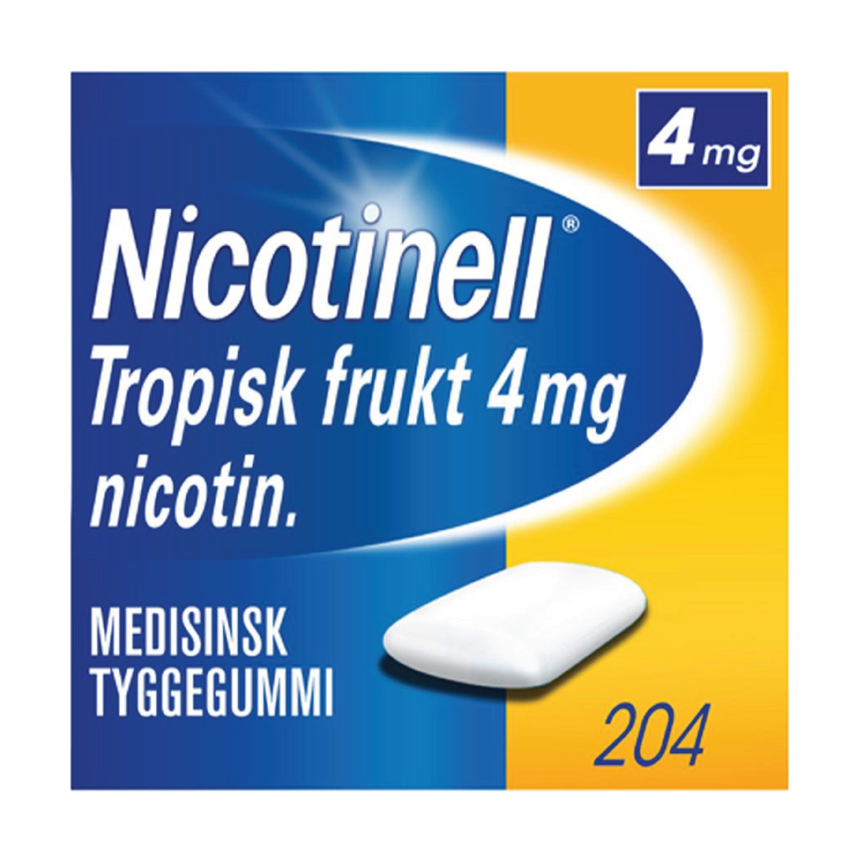 Nicotinell Tyggegummi 4mg tropisk frukt, 204 stk.