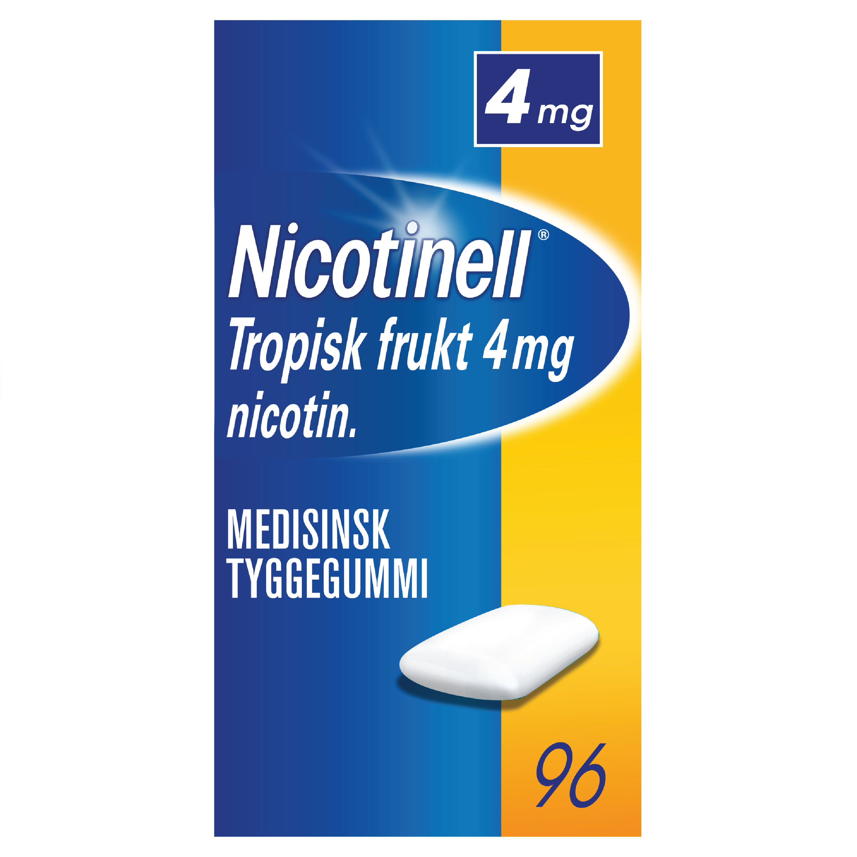 Nicotinell Tyggegummi 4mg tropisk frukt, Slutte å røyke,  96 stk.