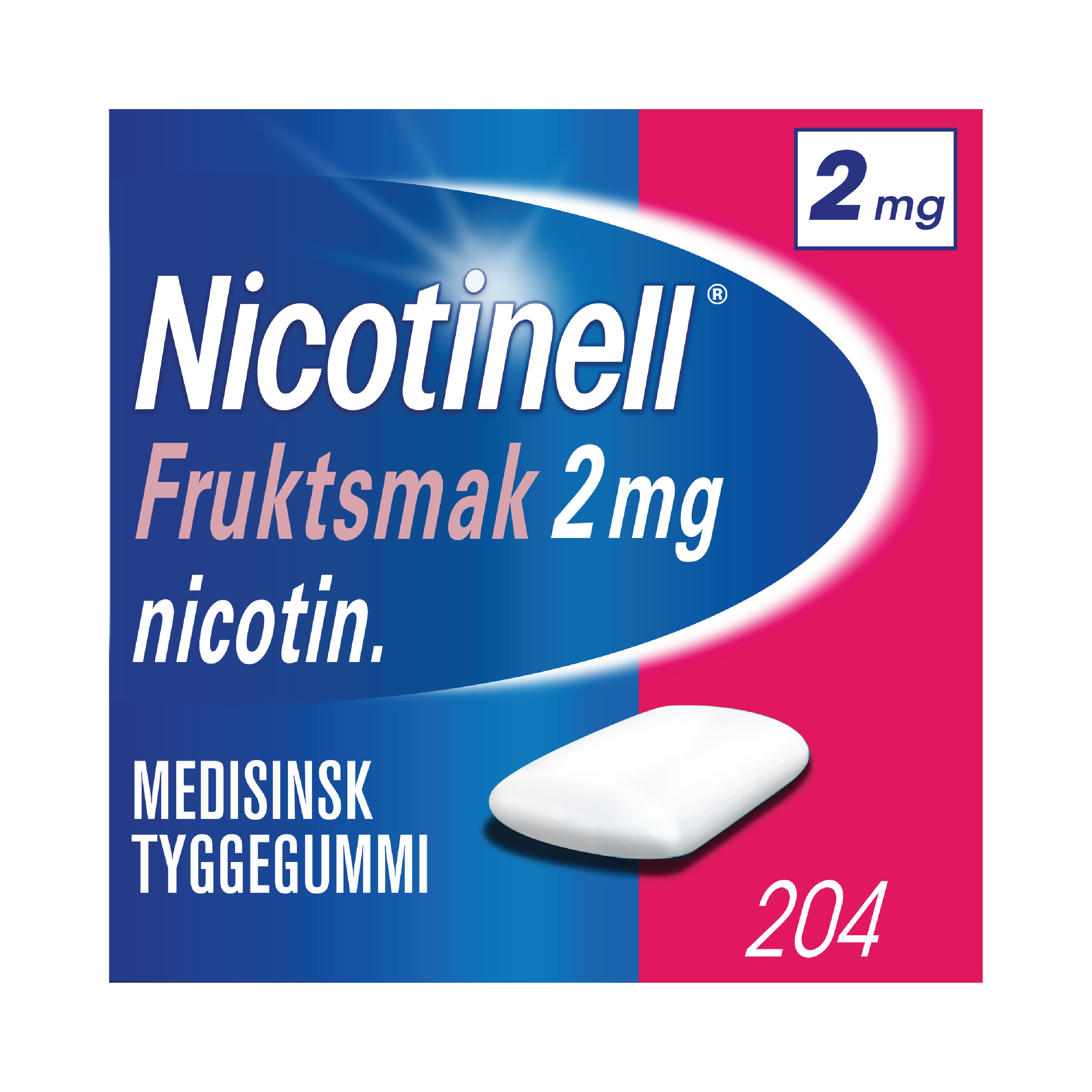 Nicotinell Tyggegummi 2mg fruktsmak, 204 stk.