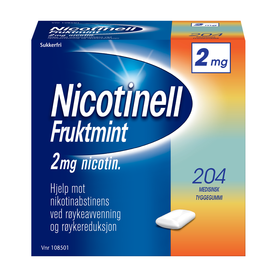 Nicotinell 2 mg tyggegummi, Fruktmint, 204 stk.