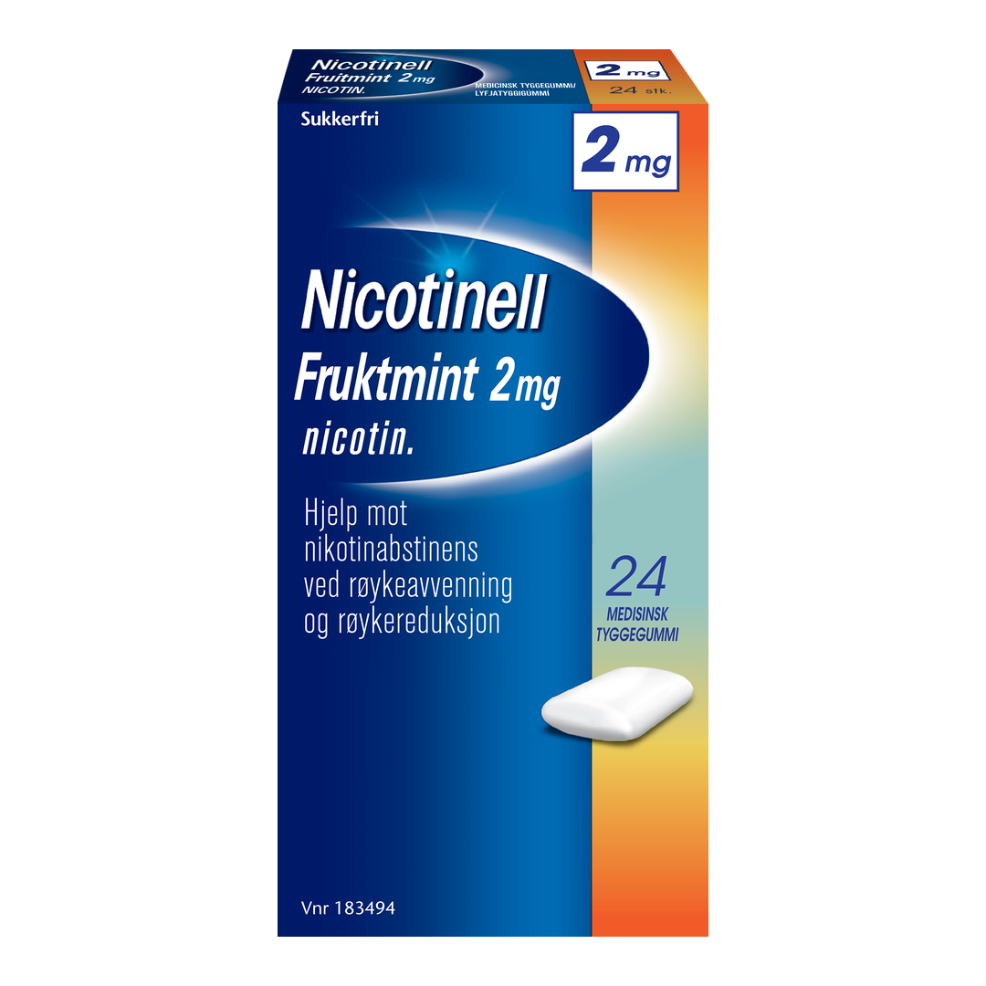 Nicotinell 2 mg tyggegummi, Fruktmint, 24 stk.