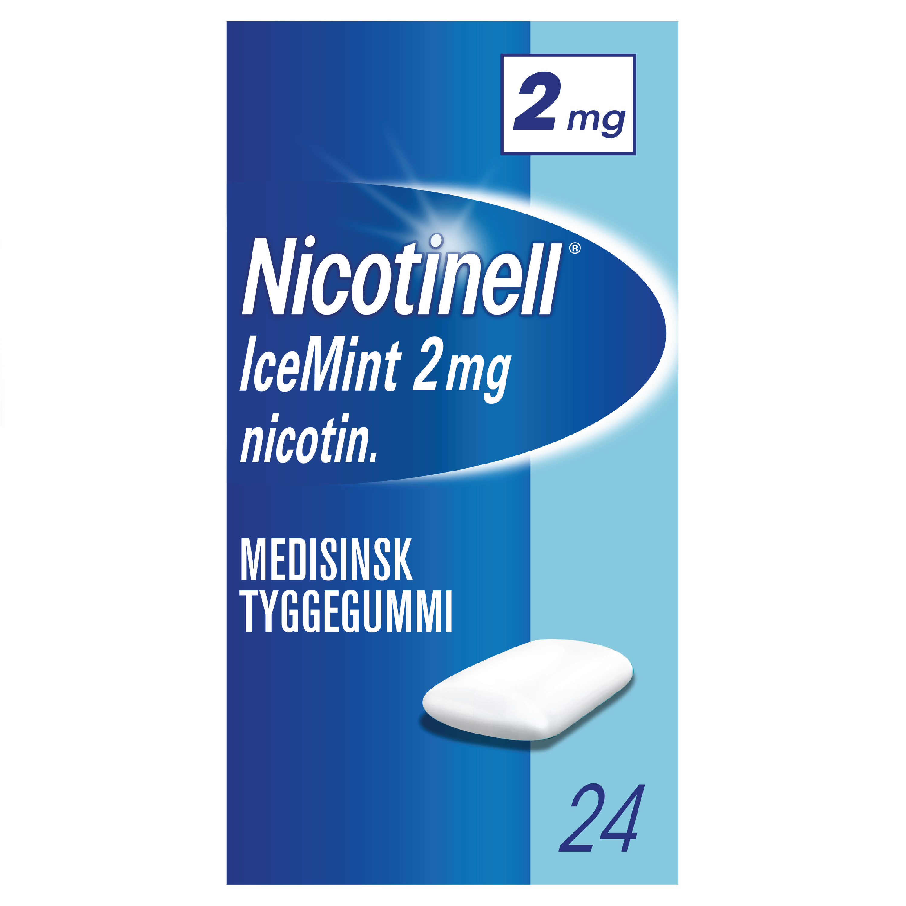 Nicotinell Tyggegummi 2mg icemint, Slutte å røyke,  24 stk.