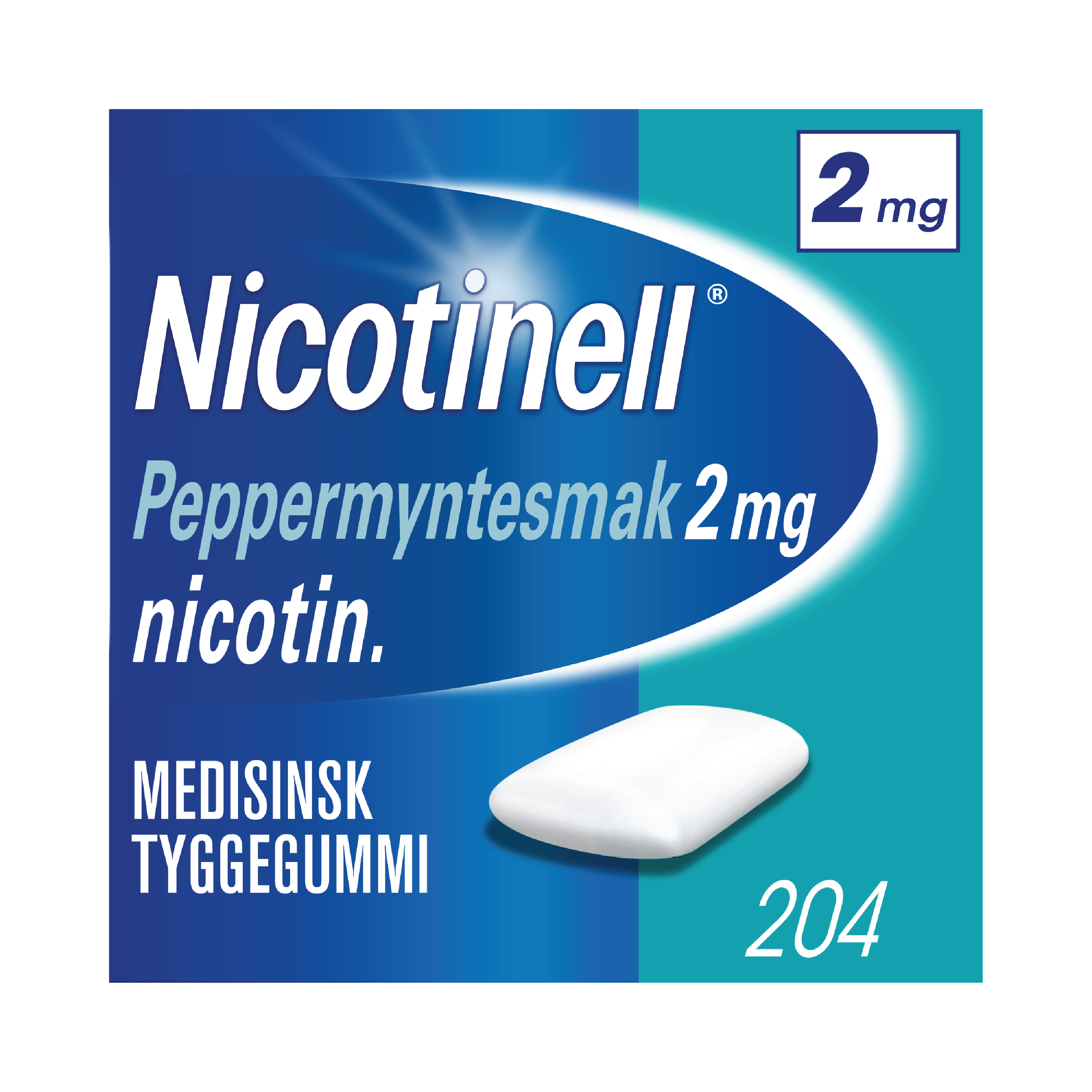 Nicotinell Tyggegummi 2mg peppermynte, 204 stk.