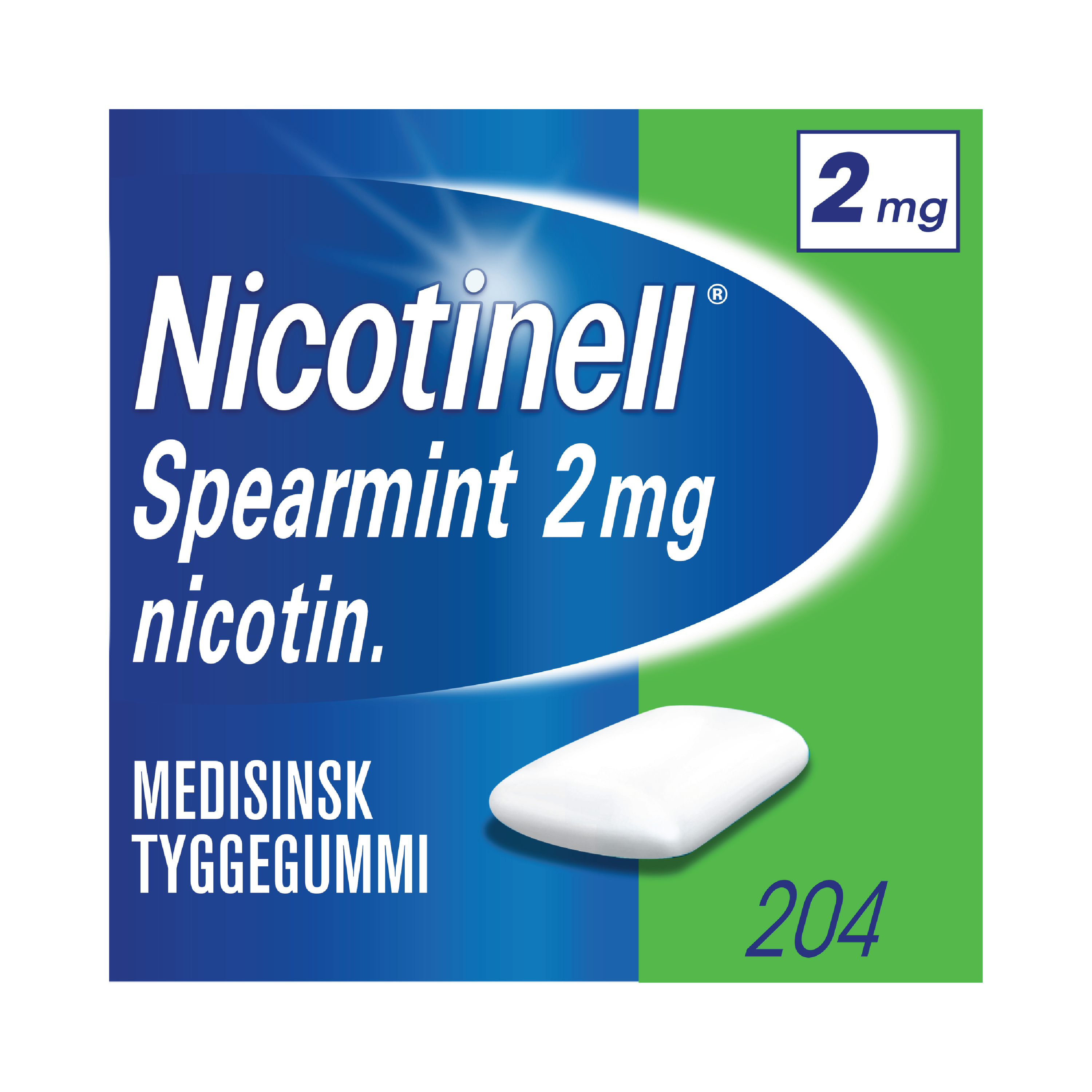 Nicotinell Tyggegummi 2mg spearmint, 204 stk.
