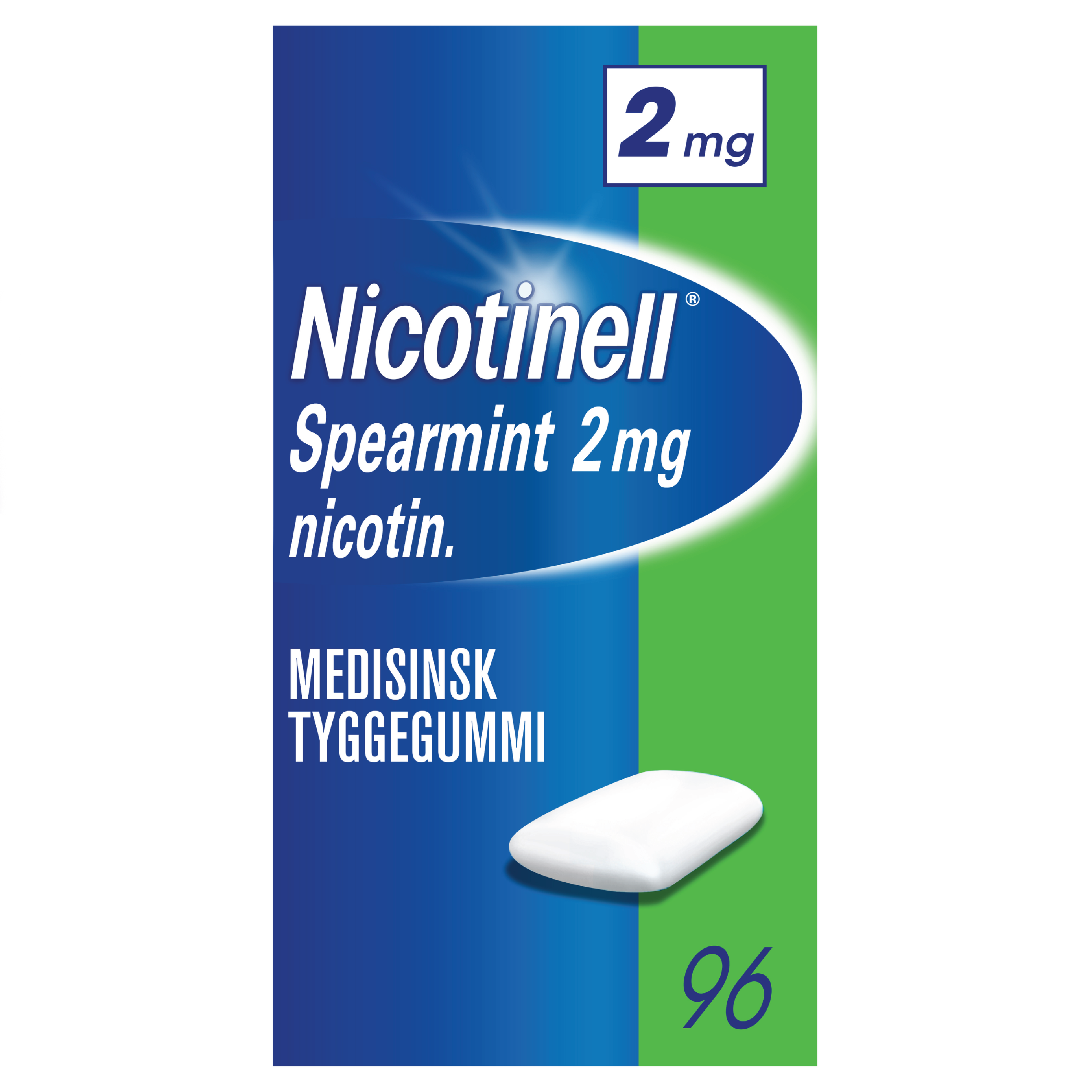 Nicotinell Spearmint Tyggegummi 2mg, Slutte å røyke,  96 stk.
