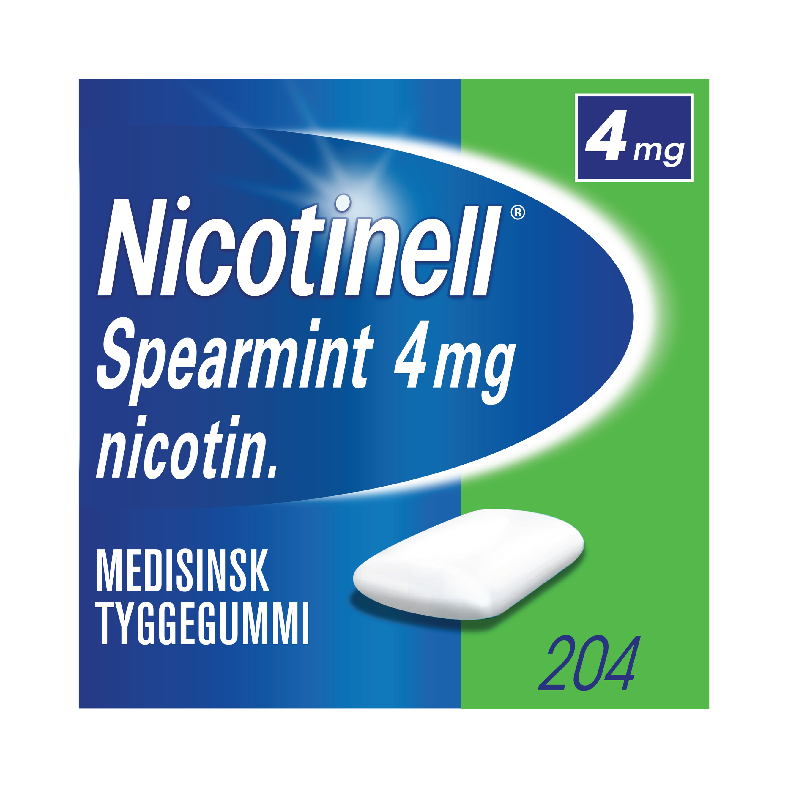 Nicotinell Tyggegummi 4mg spearmint, 204 stk.