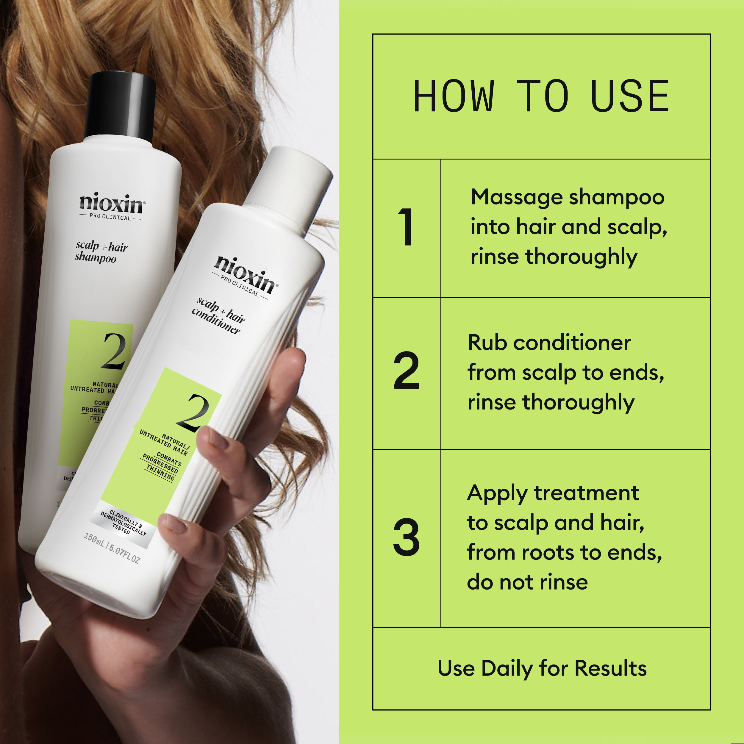 Nioxin System 2 Trial Kit, 150 ml + 150 ml + 50 ml