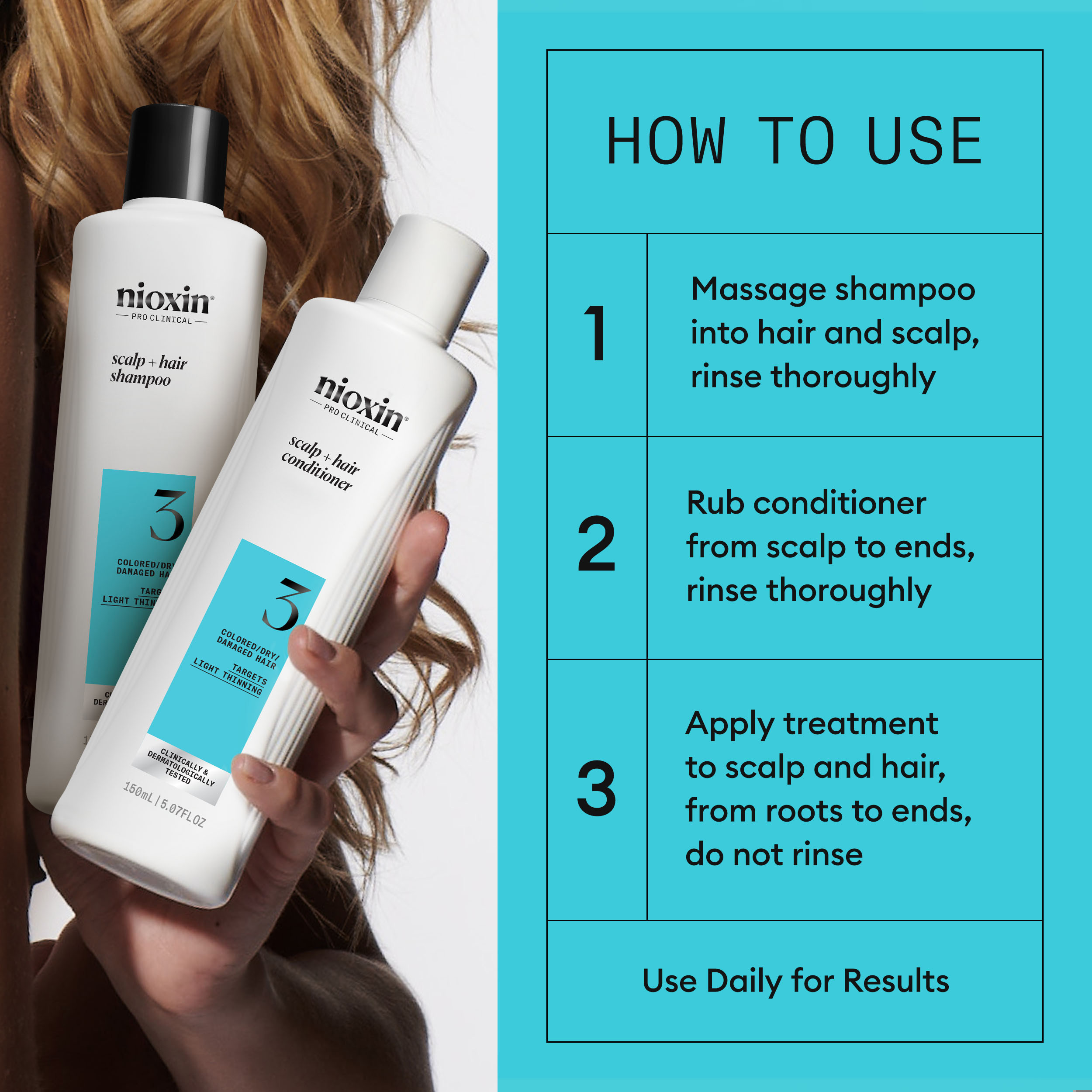 Nioxin System 3 Trial Kit, 150 ml + 150 ml + 50 ml