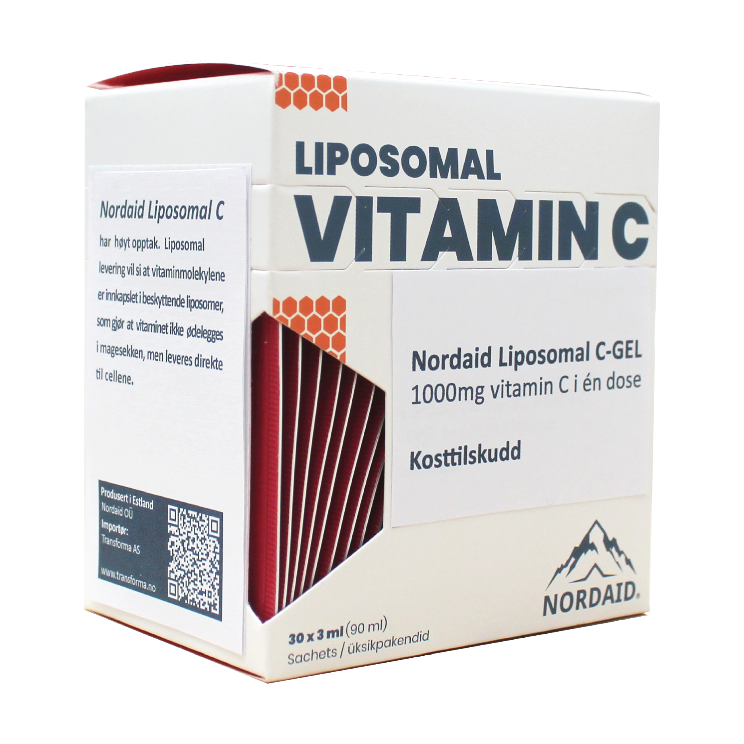 Nordaid Liposomal Vitamin C 1000 mg i enkeltdoser, 30 x 3 ml