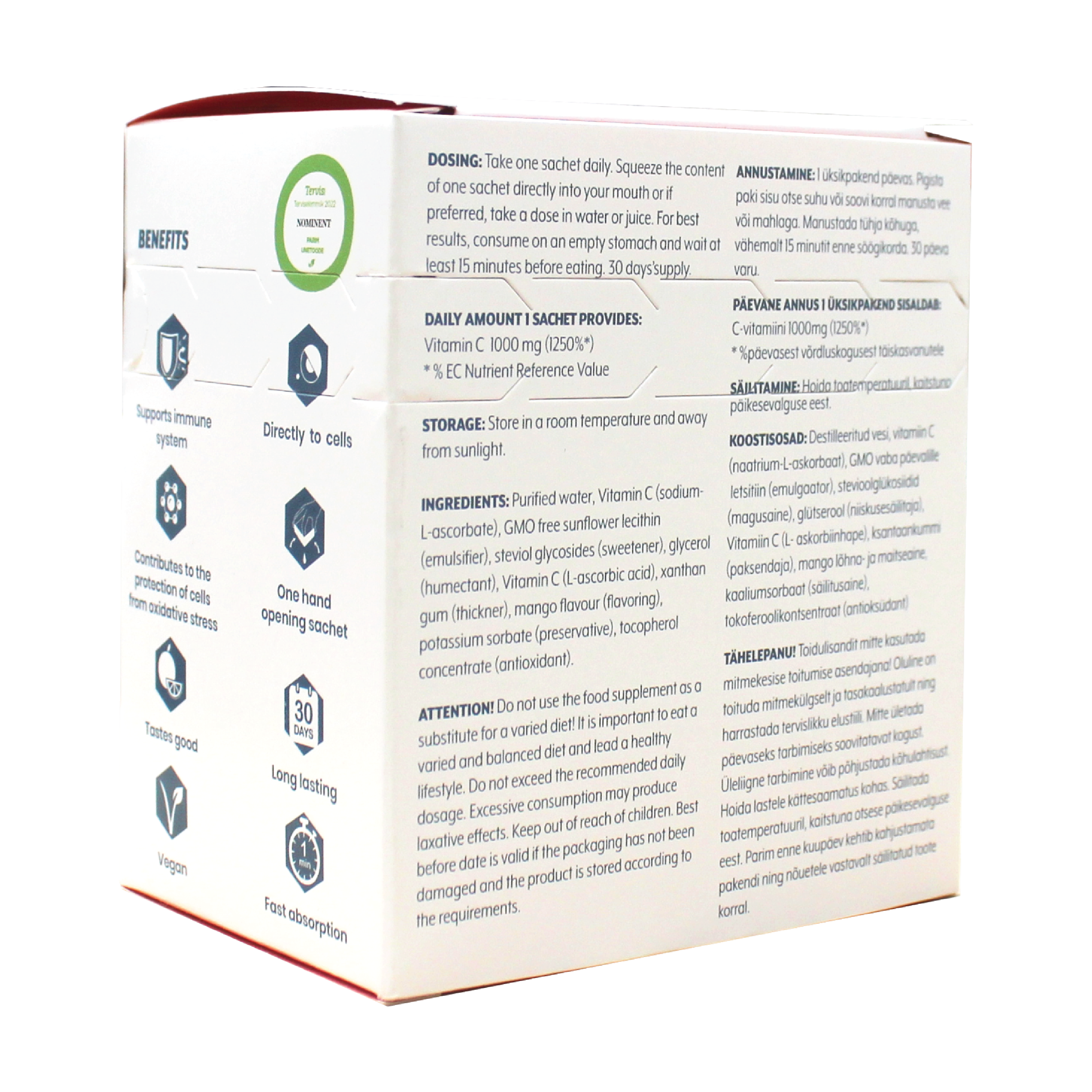 Nordaid Liposomal Vitamin C 1000 mg i enkeltdoser, 30 x 3 ml