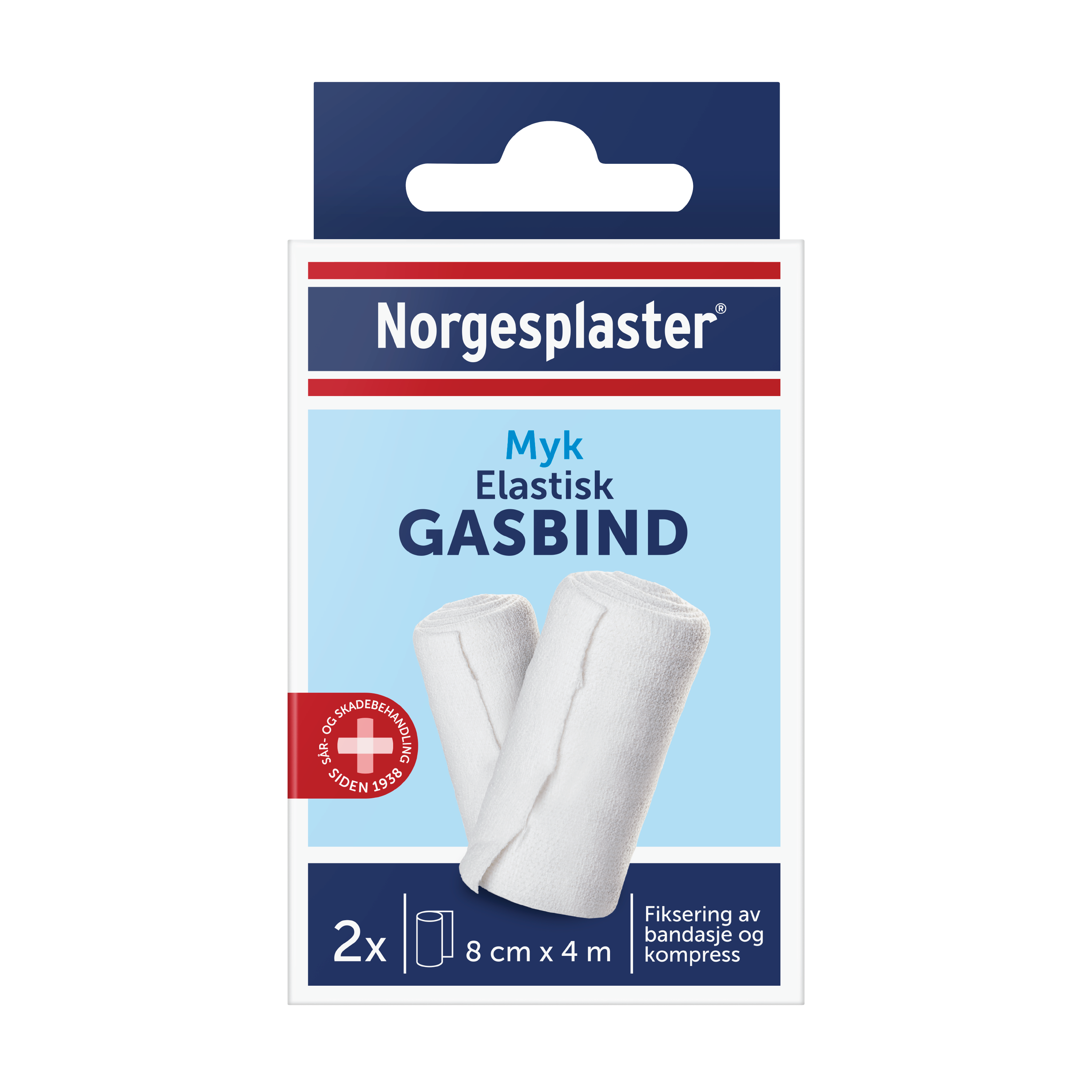 Norgesplaster Elastisk gasbind, 8x4 cm, 2 stk.