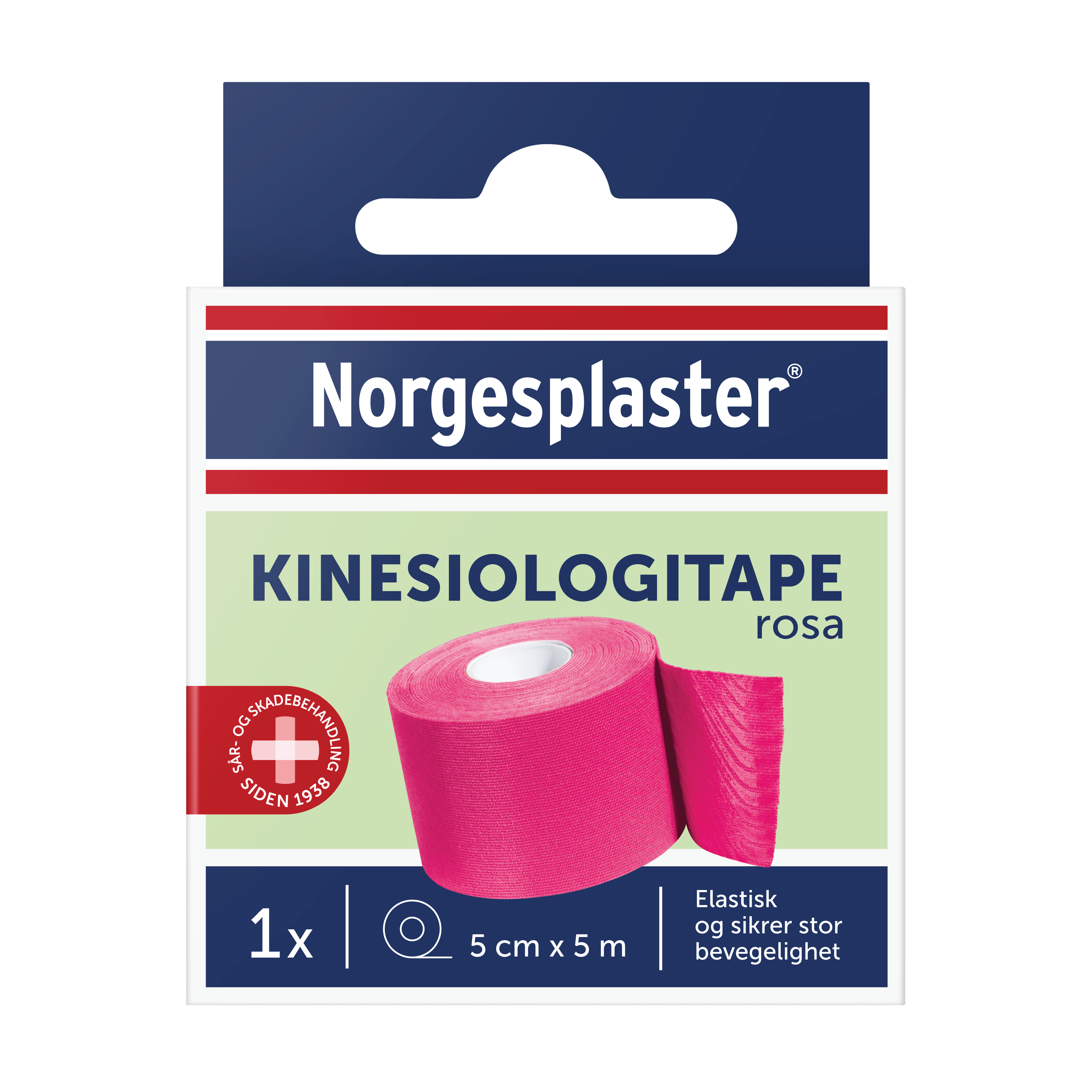 Norgesplaster Kinesiologitape 5cm x 5m, Rosa, 1 stk.