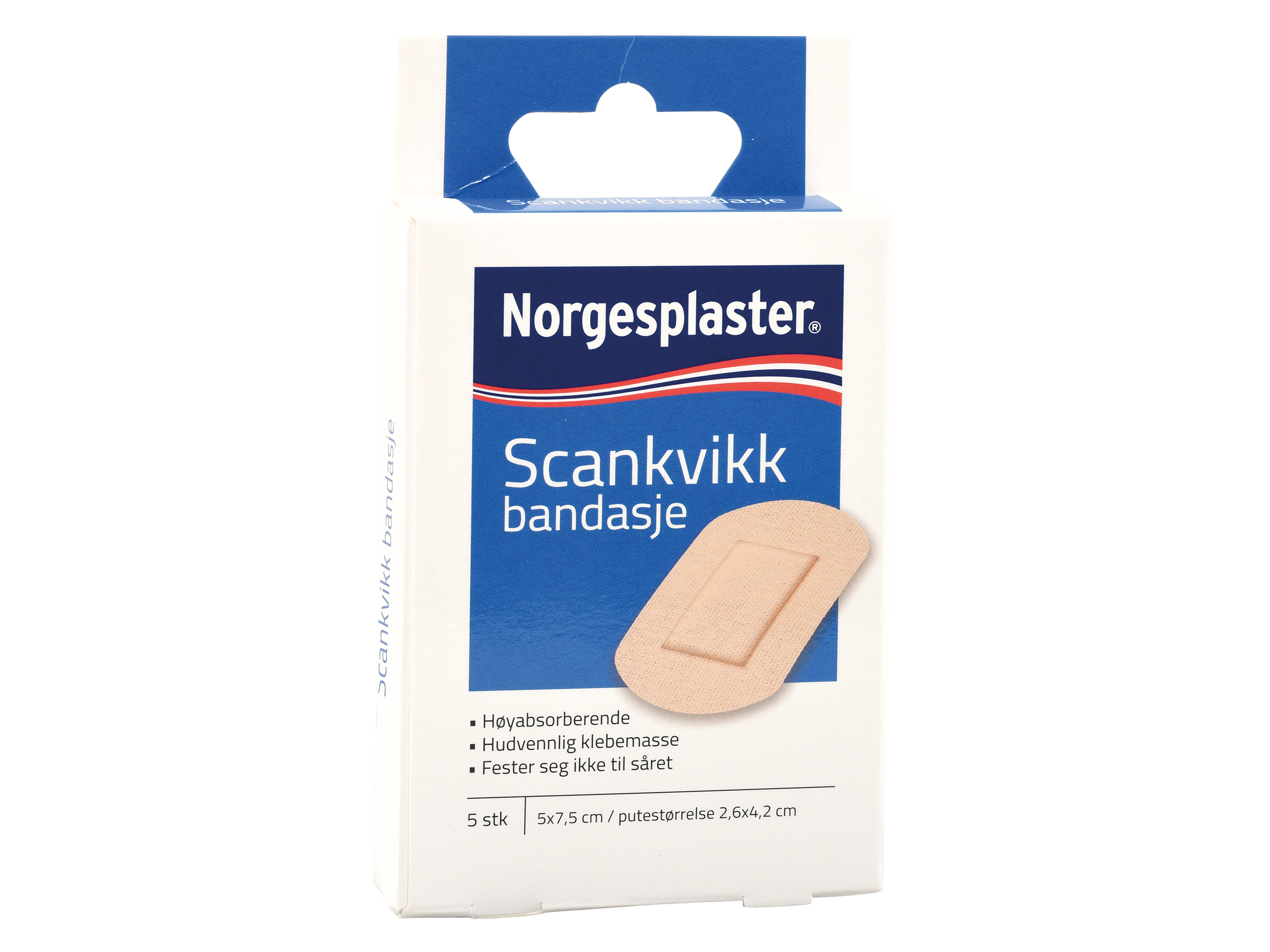 Norgesplaster Scankvikk bandasje beige, 5x7,5 cm, 5 stk.