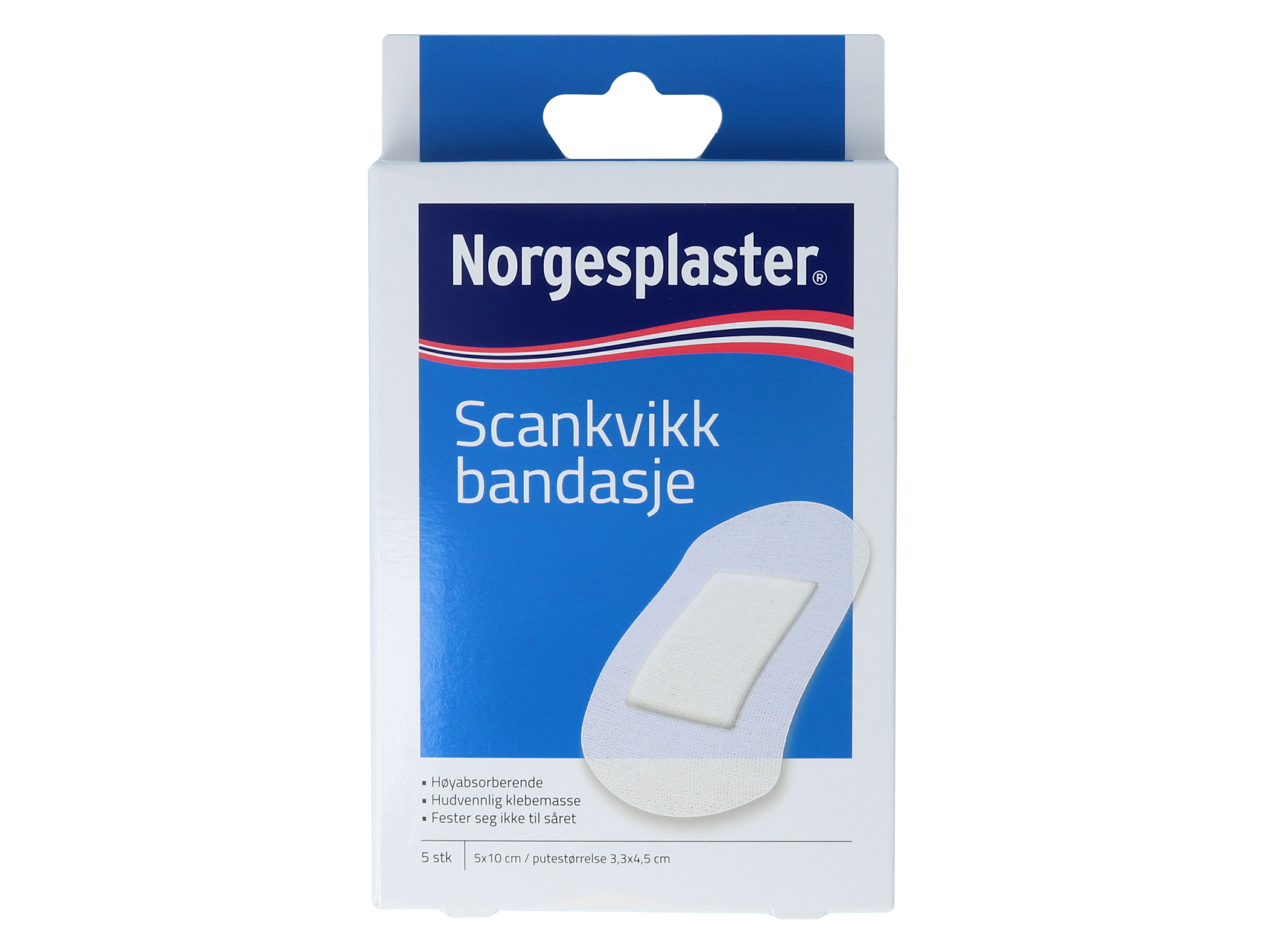 Norgesplaster Scankvikk bandasje, 5x10 cm, 5 stk.