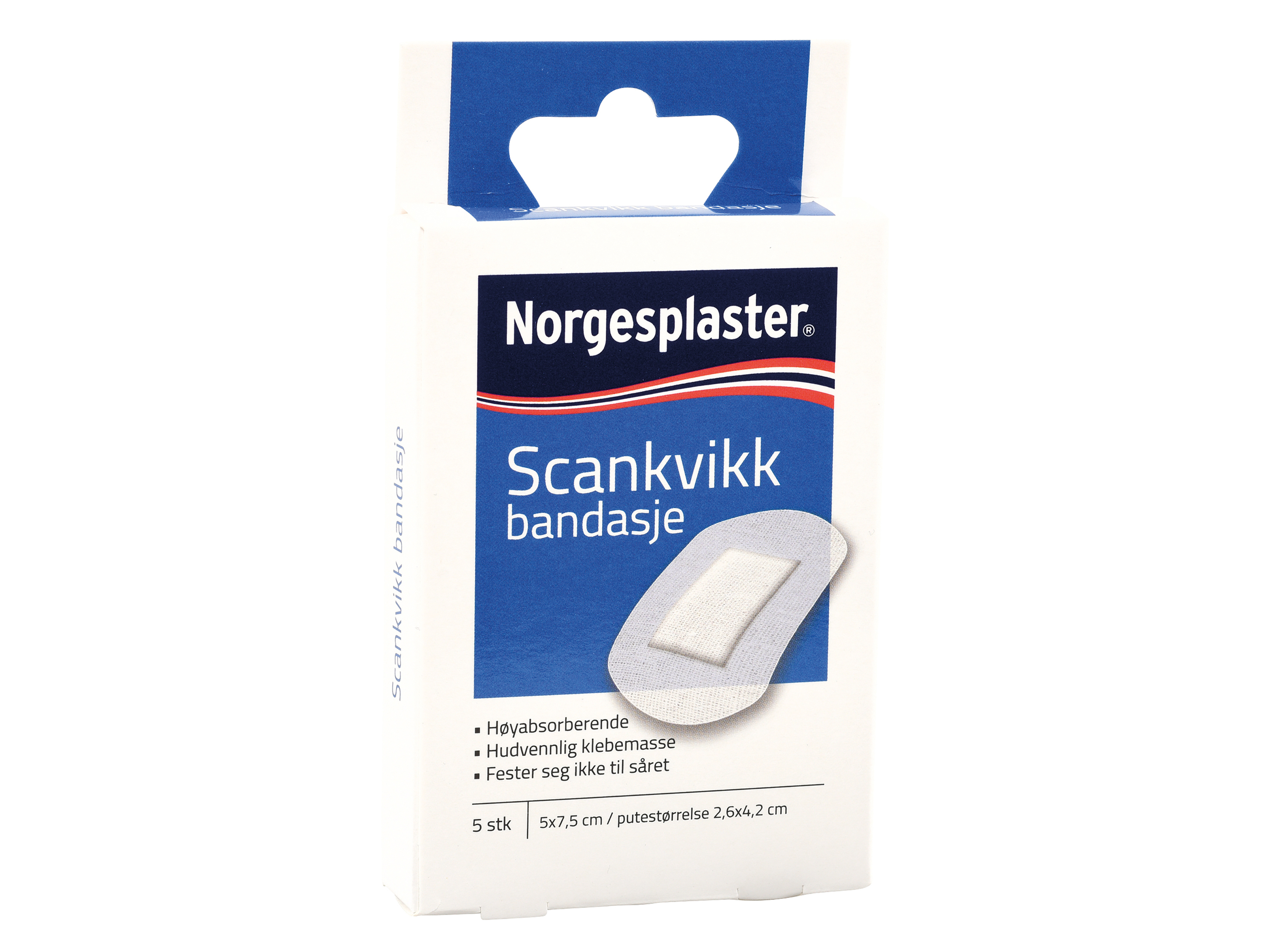 Norgesplaster Scankvikk bandasje, 5x7,5 cm, 5 stk.