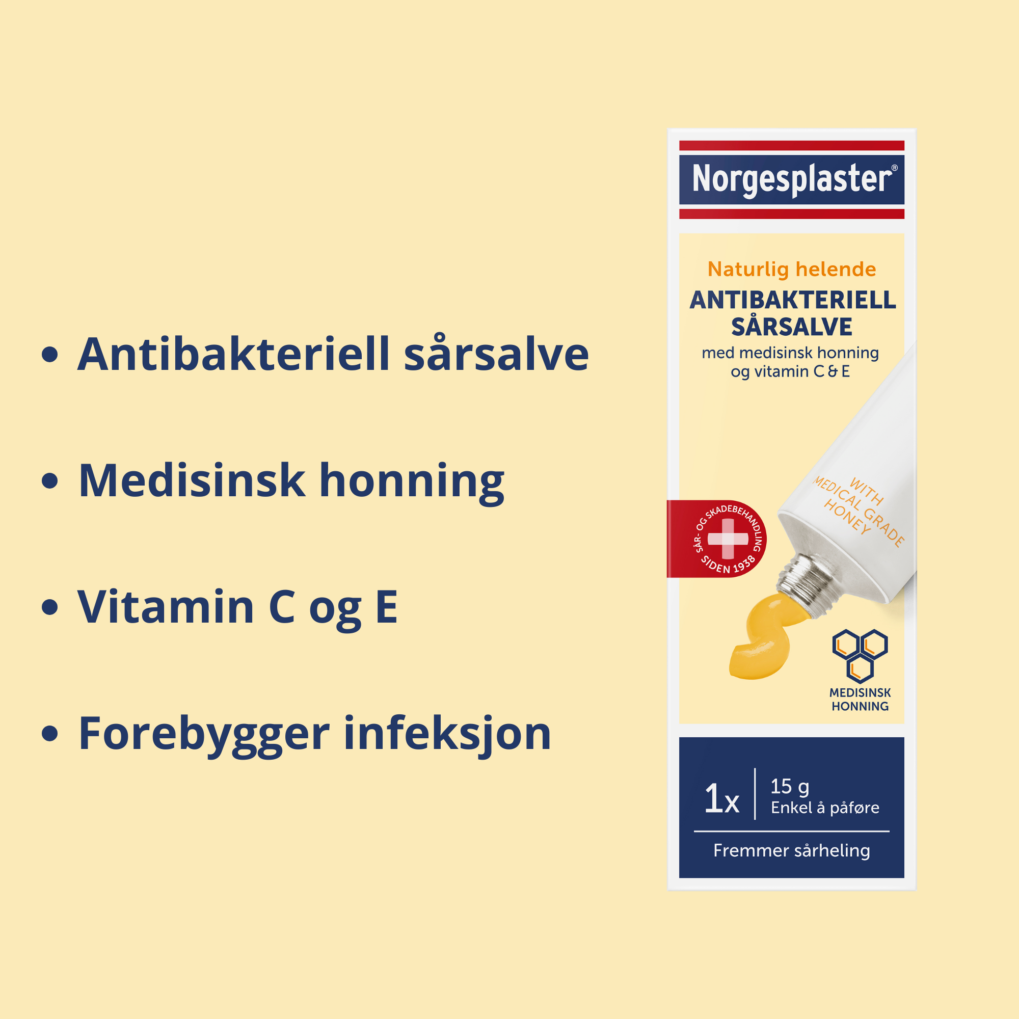 Norgesplaster Antibakteriell Sårsalve, 15 g