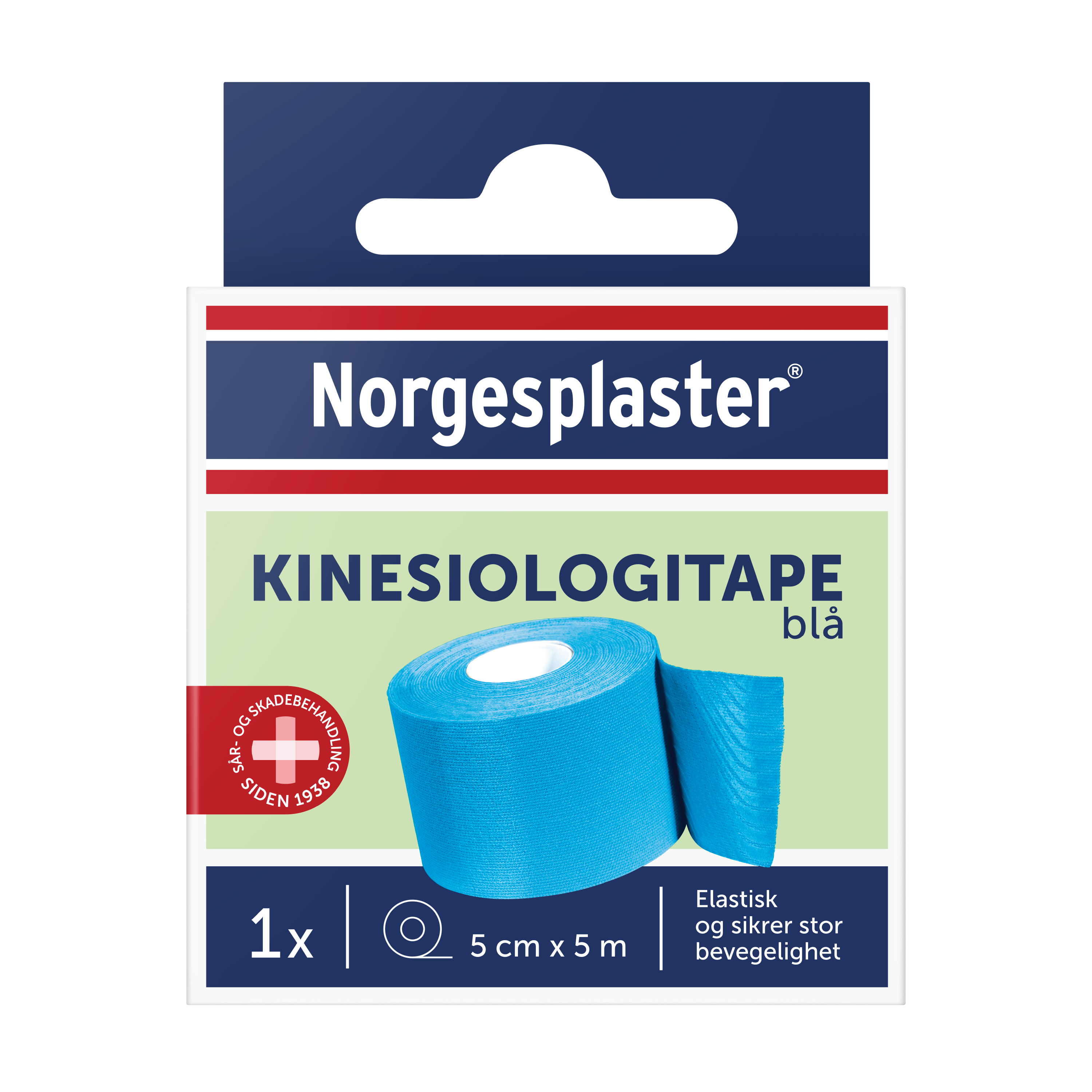 Norgesplaster Kinesiologitape, 5 cm x 5 m, blå, 1 stk.