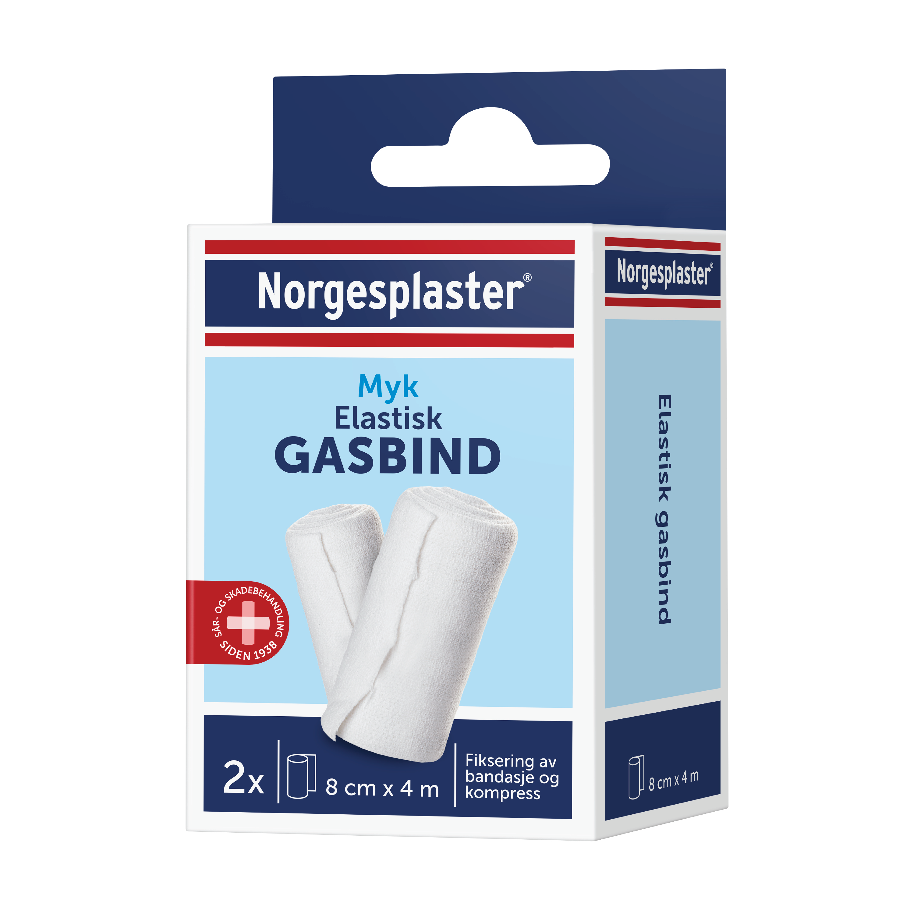 Norgesplaster Elastisk gasbind, 8 x 4 cm, 2 stk.