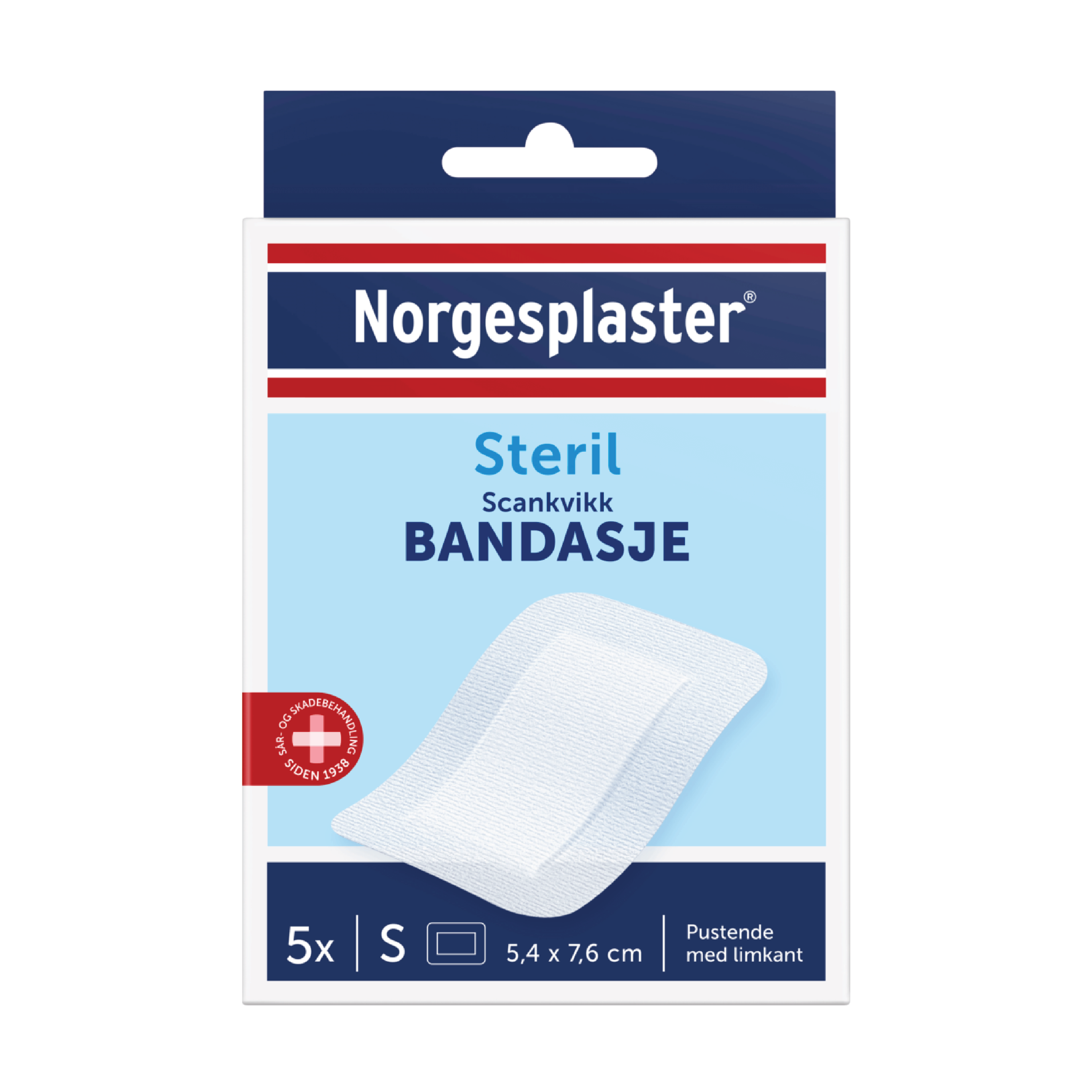 Norgesplaster Scankvikk bandasje, 5,4x7,6 cm, hvit, 5 stk.