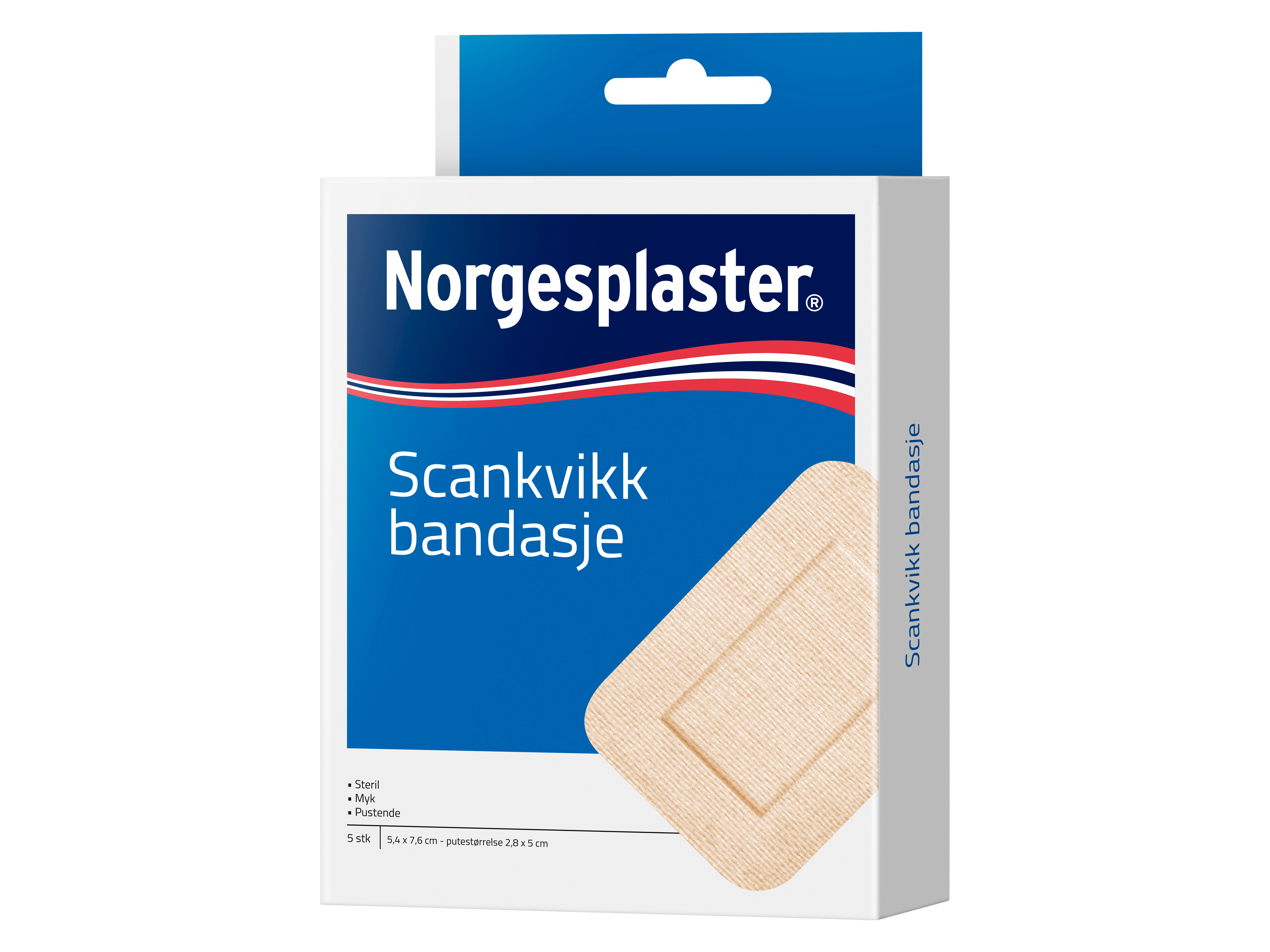 Norgesplaster Scankvikk bandasje, 5,4x7,6 cm, beige, 5 stk.
