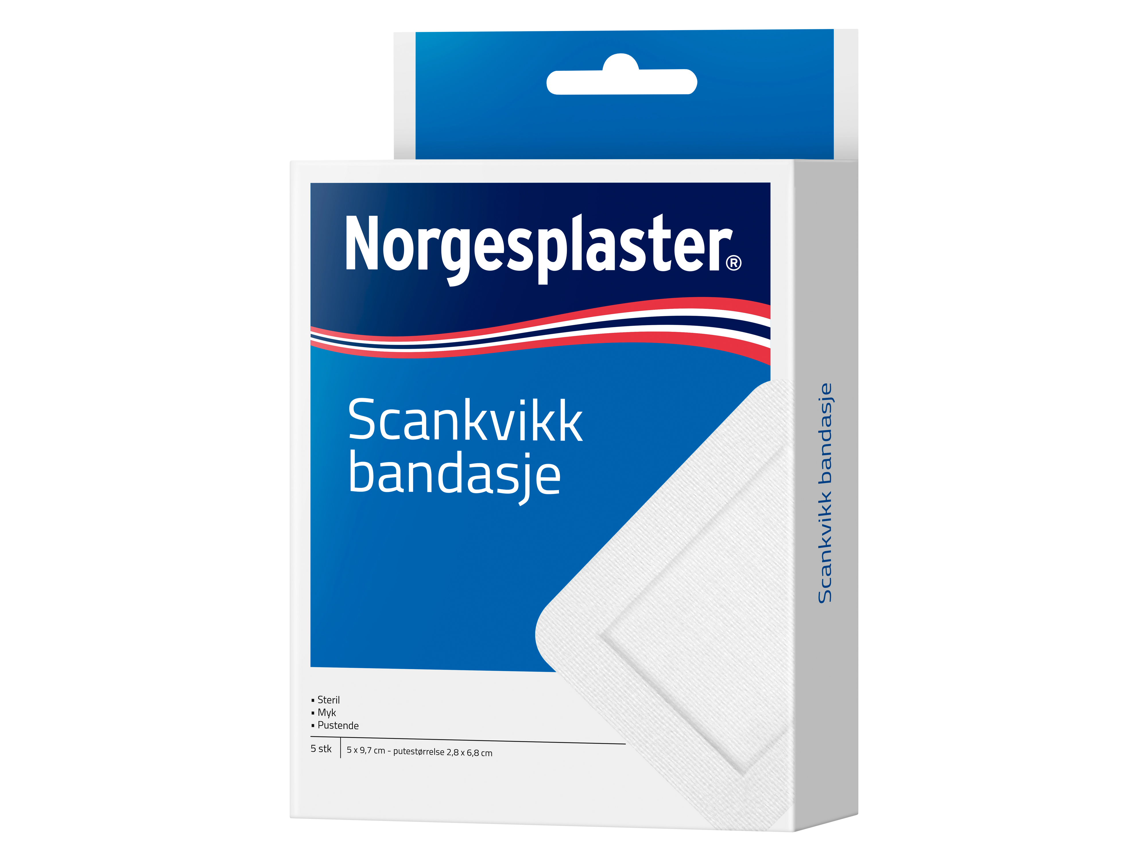 Norgesplaster Scankvikk bandasje, 5x9,7 cm, hvit, 5 stk.