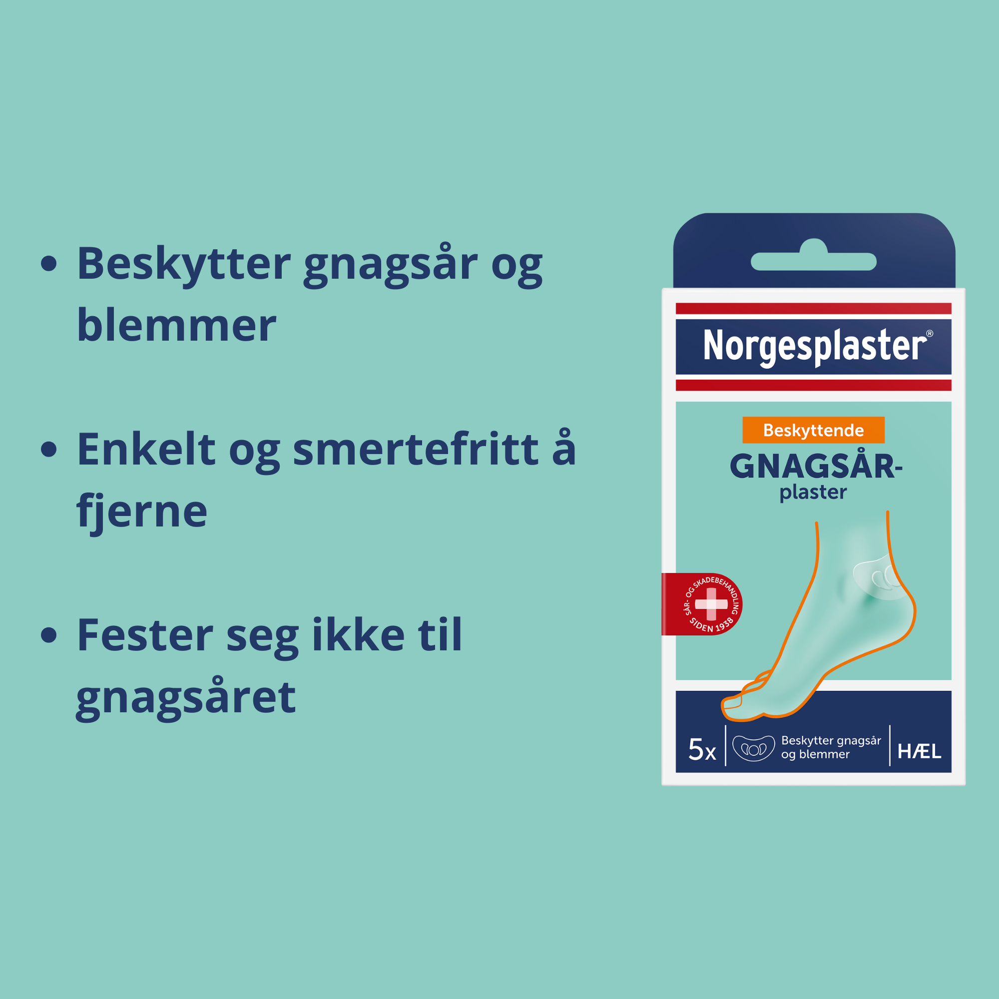 Norgesplaster Beskyttende Gnagsårplaster Hæl, 5 stk.