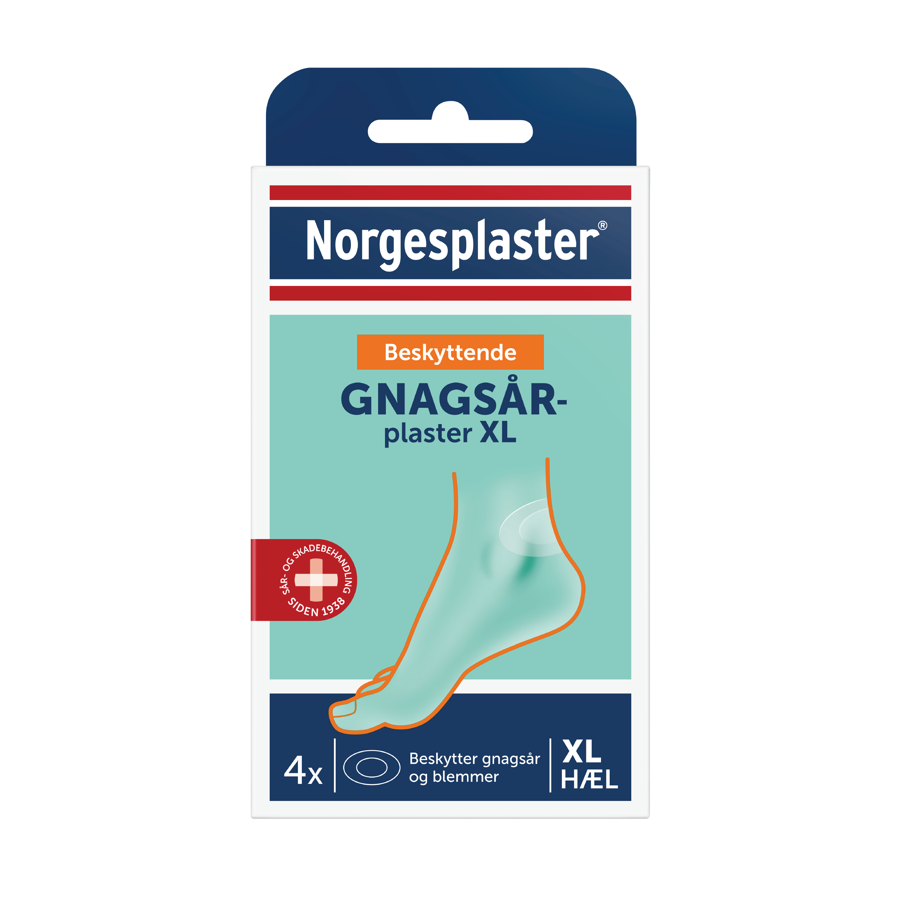 Norgesplaster Beskyttende gnagsårplaster hæl XL, 4 stk