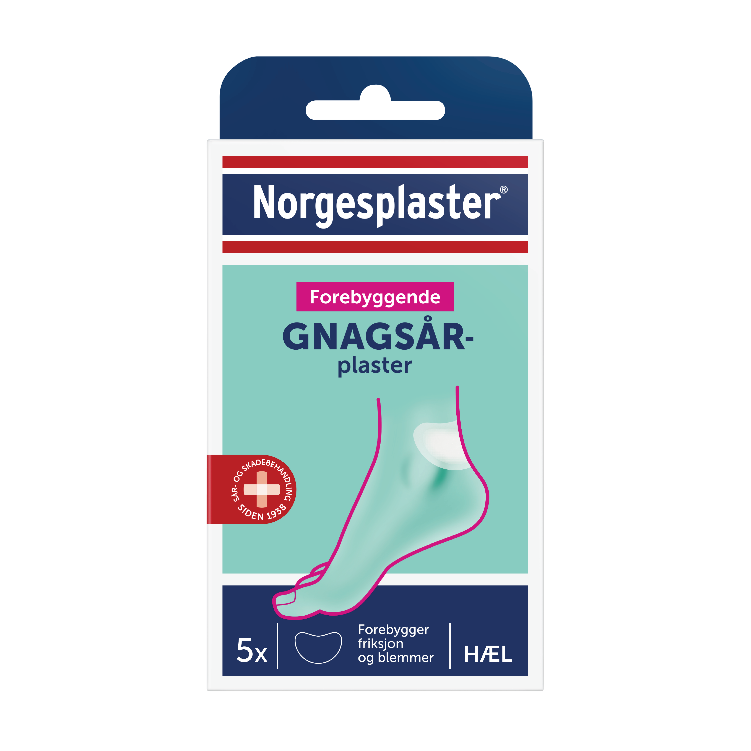 Norgesplaster Forebyggende Gnagsårplaster Hæl, 5 stk.