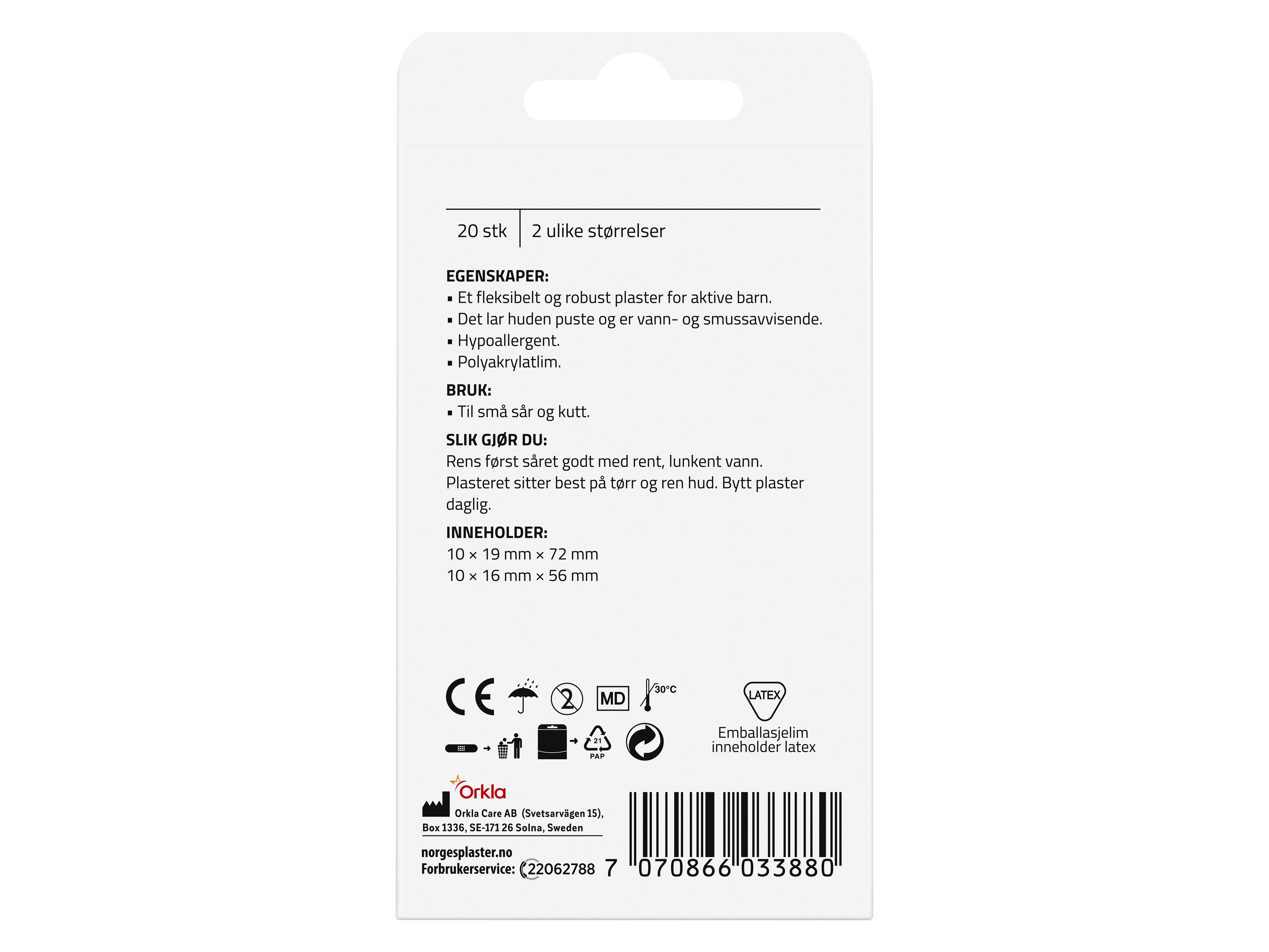 Norgesplaster Bamse Barneplaster, 20 stk.