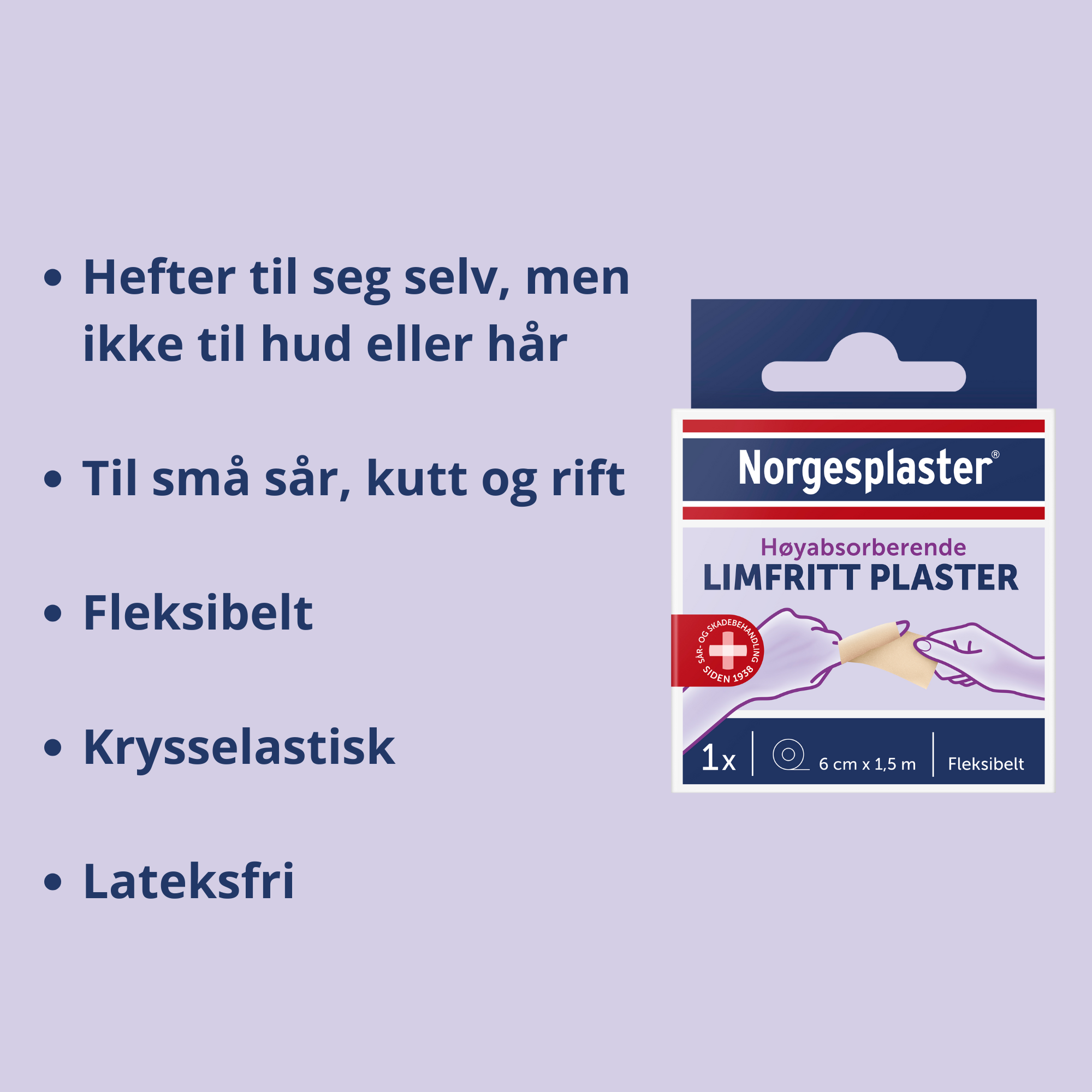 Norgesplaster Limfritt plaster, 6 cm x 1.5 m, 1 stk.