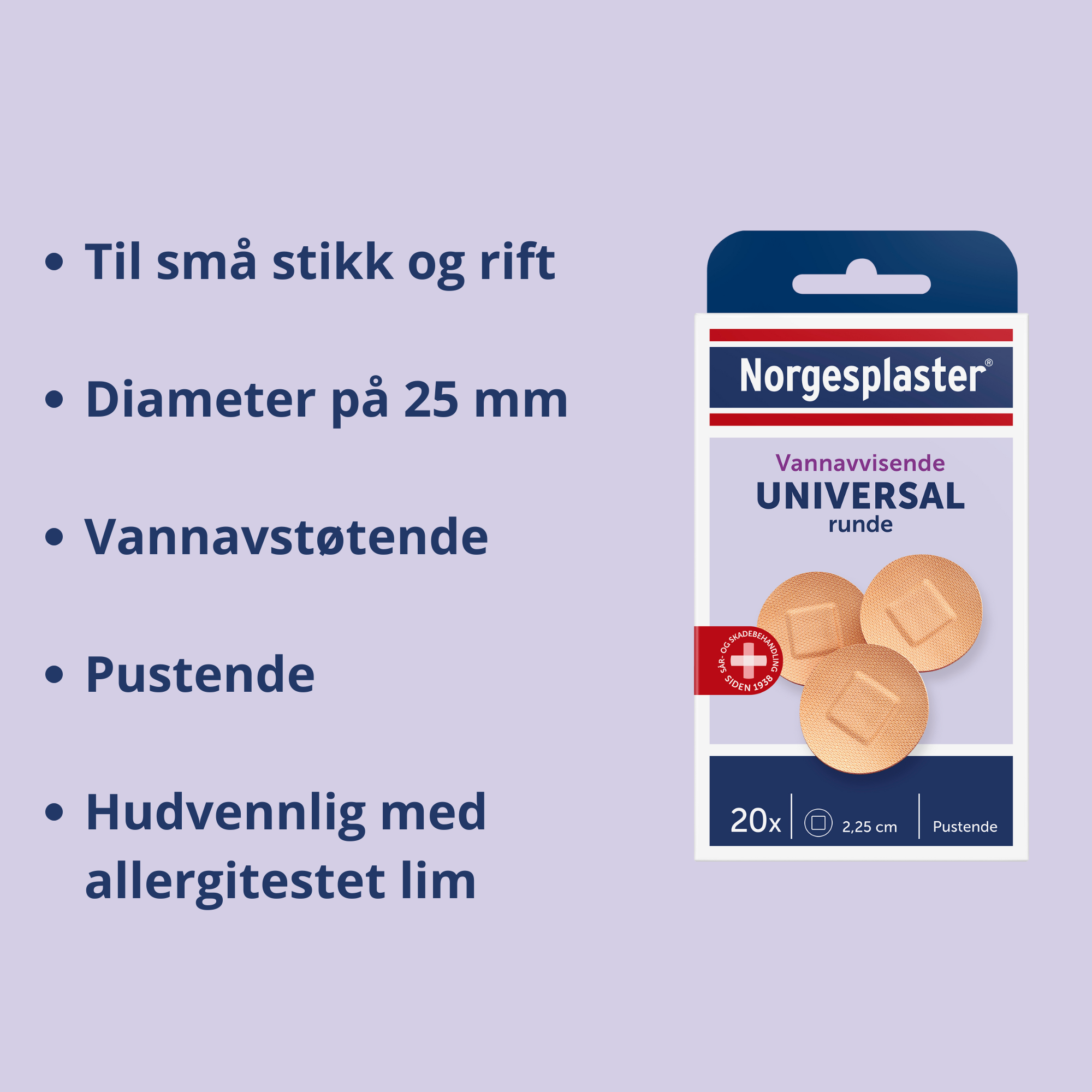 Norgesplaster Universal runde plaster, 20 stk.