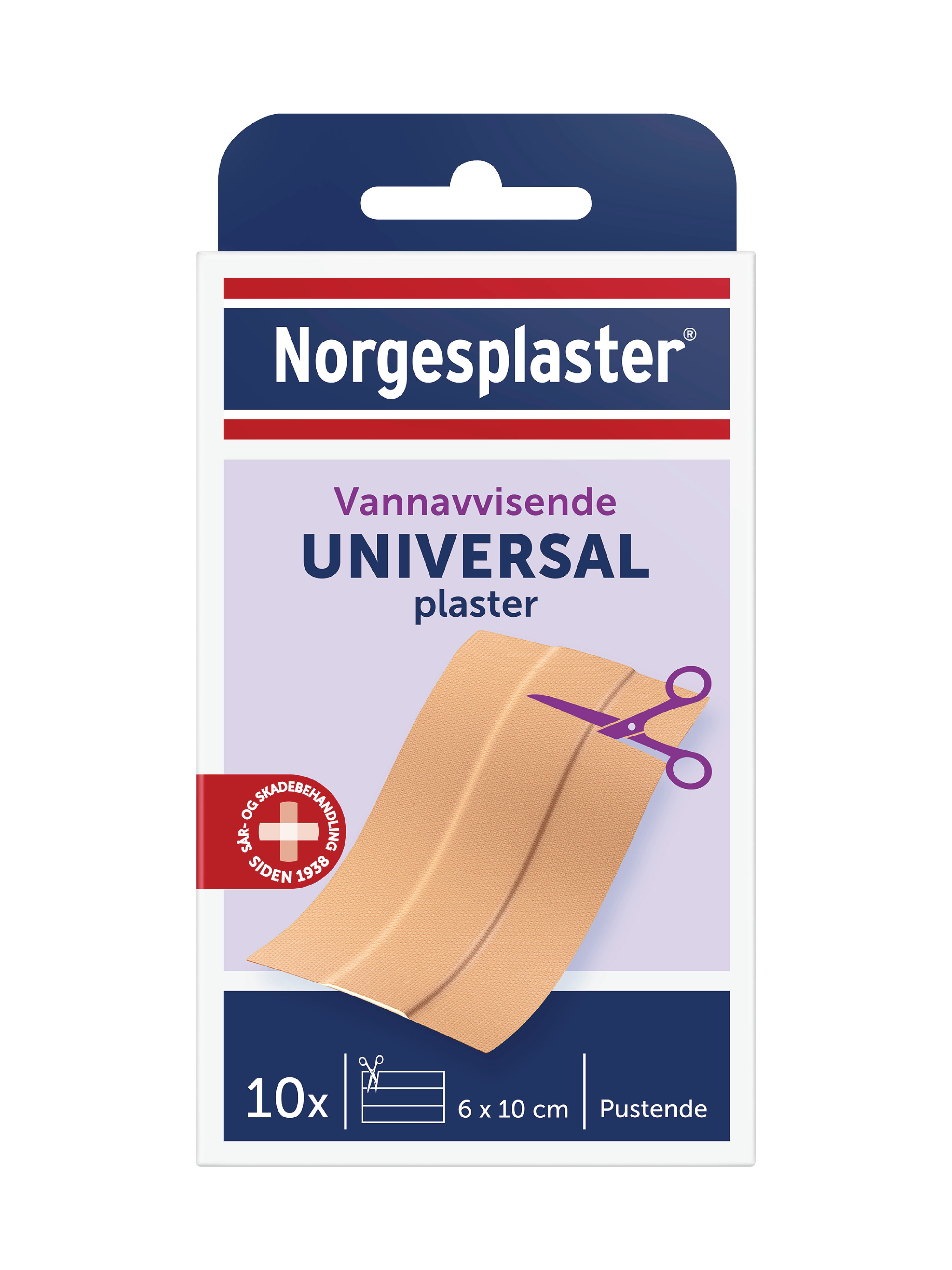 Norgesplaster Vannavvisende Universalplaster, 6 x 10 cm, 10 stk.