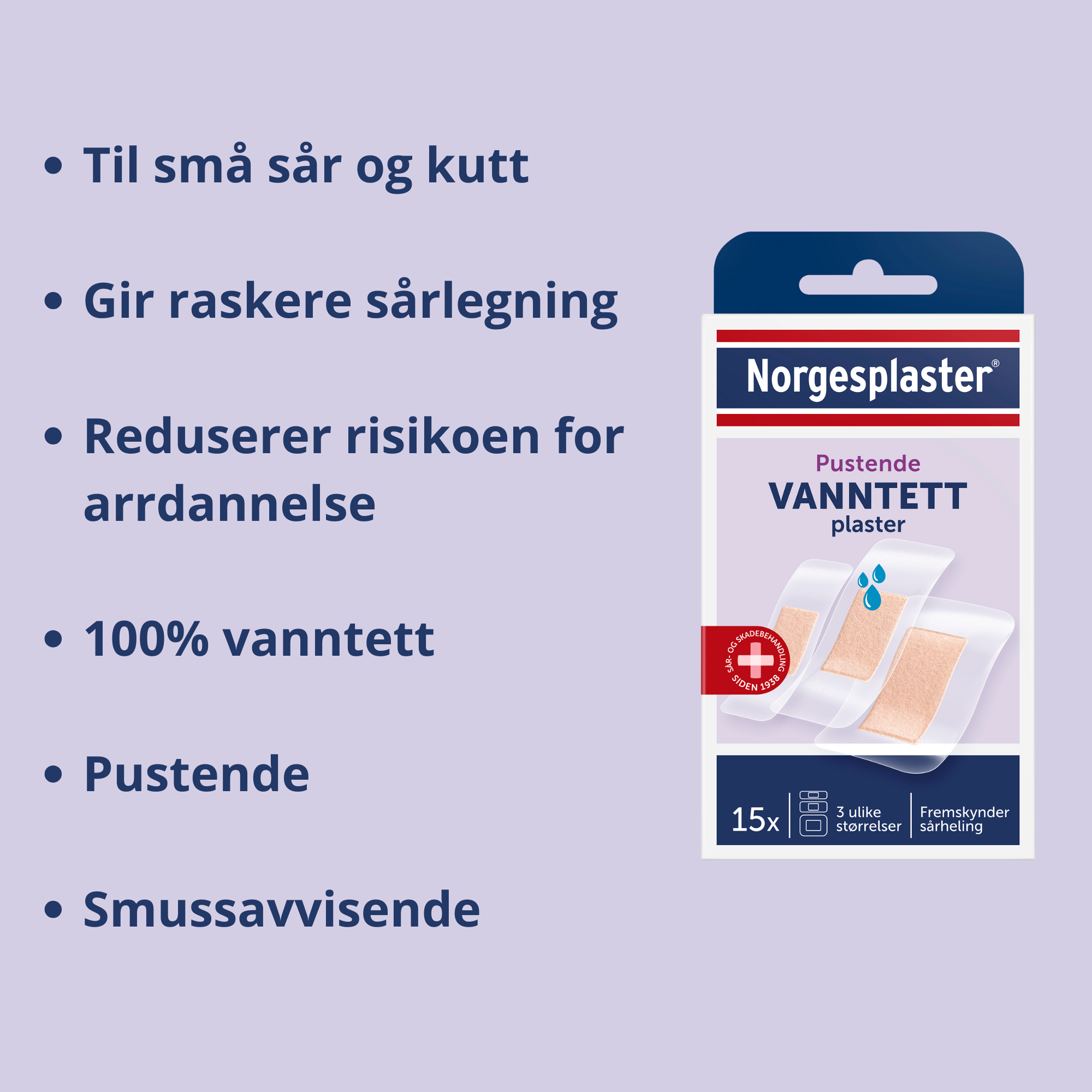 Norgesplaster Vanntett plaster, 15 stk.