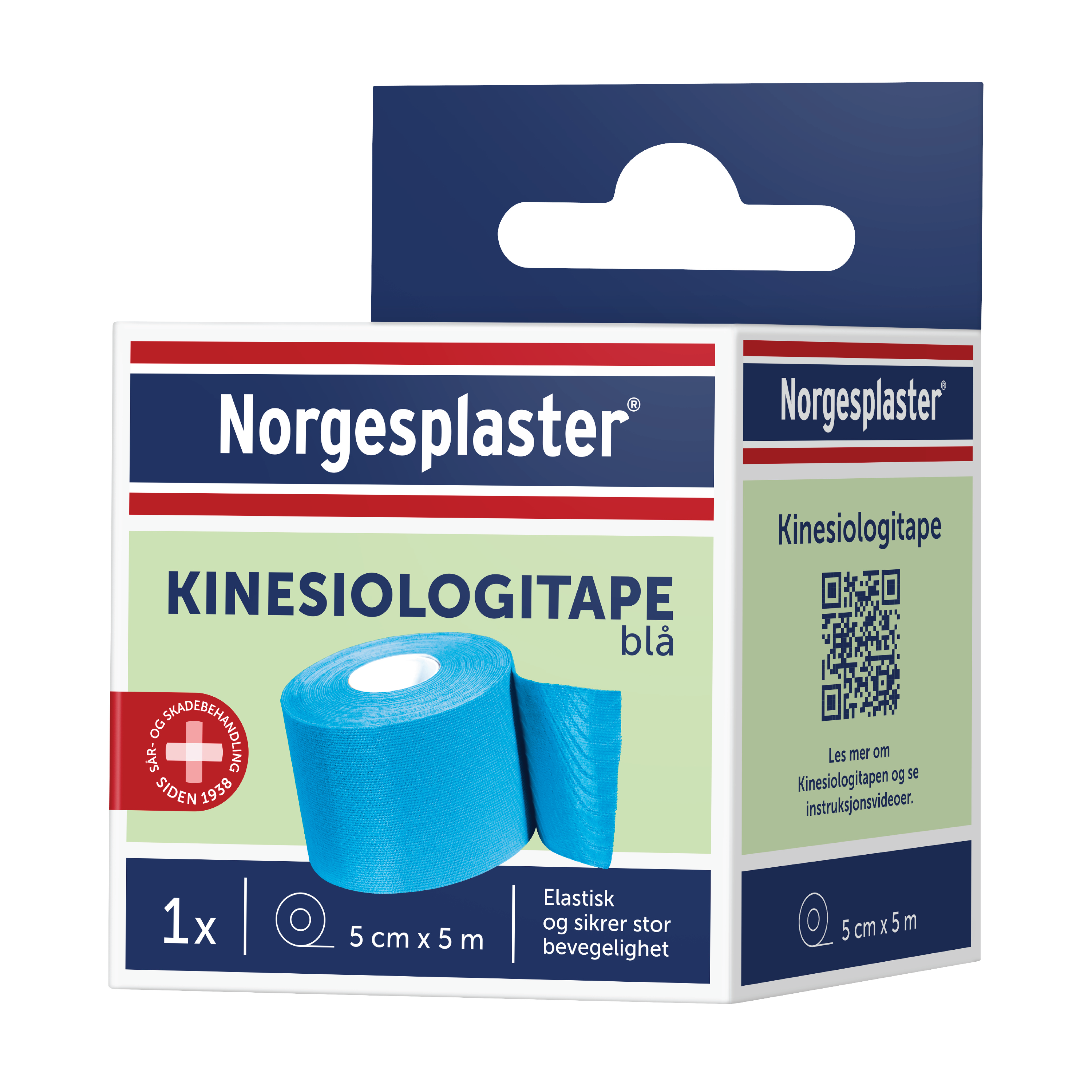 Norgesplaster Kinesiologitape, 5 cm x 5 m, blå, 1 stk.