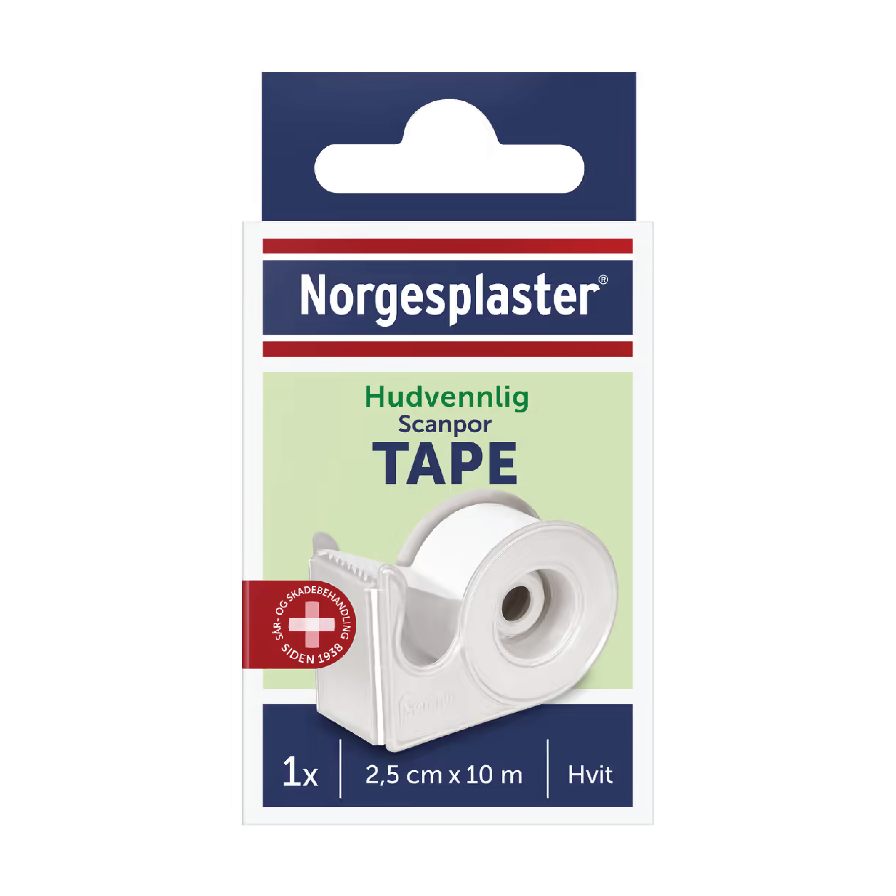 Norgesplaster Scanpor tape med dispenser, 2,5cm x 10m, 1 stk.