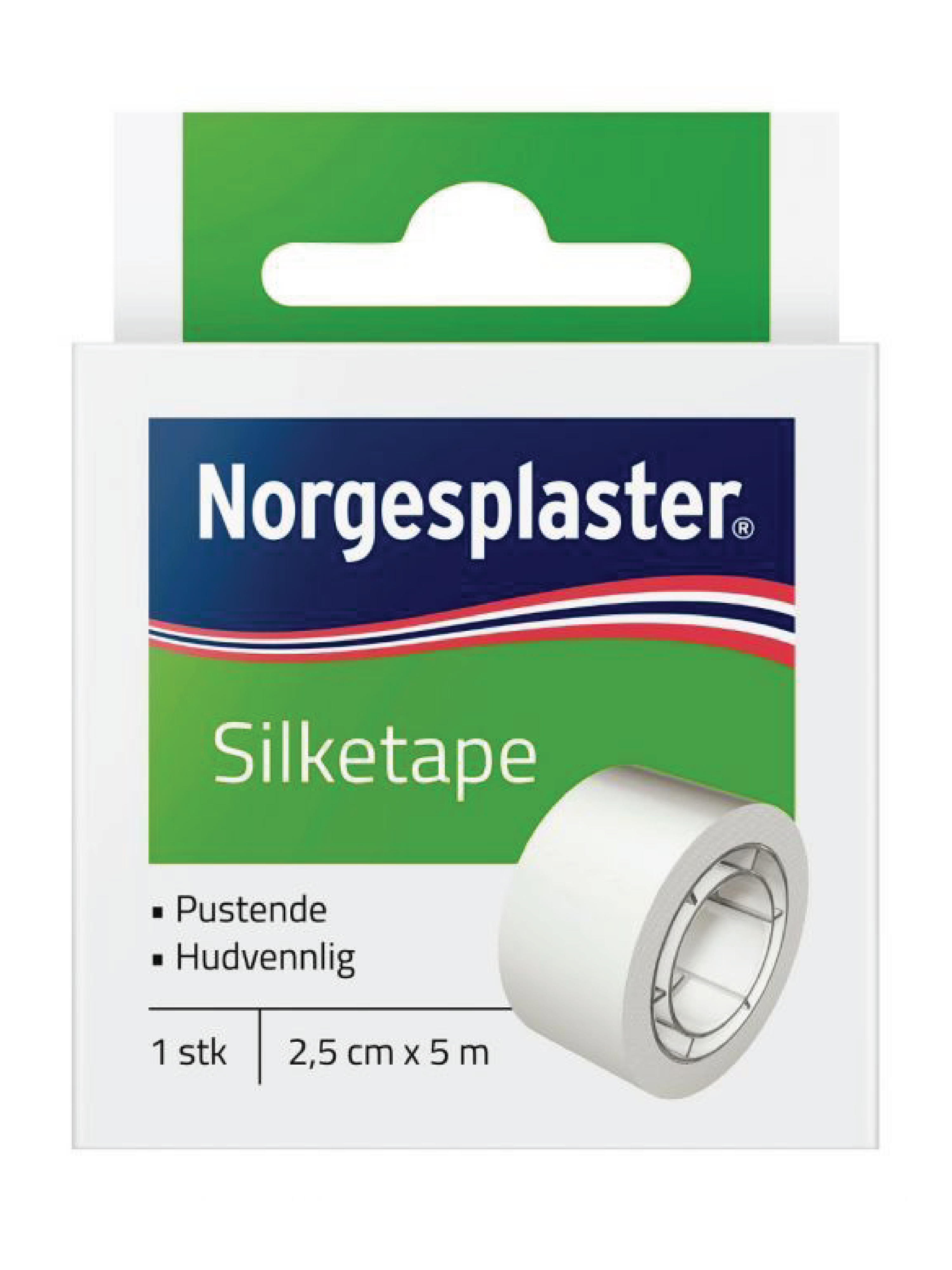 Norgesplaster Silketape, 2,5 cm x 5 m, 1 stk.